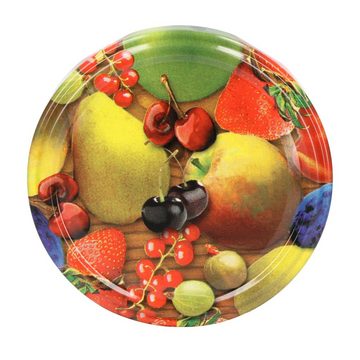 MamboCat Einmachglas 75er Set Sturzglas 350ml To 82 Obst gelbe Birne Deckel incl Rezeptheft, Glas