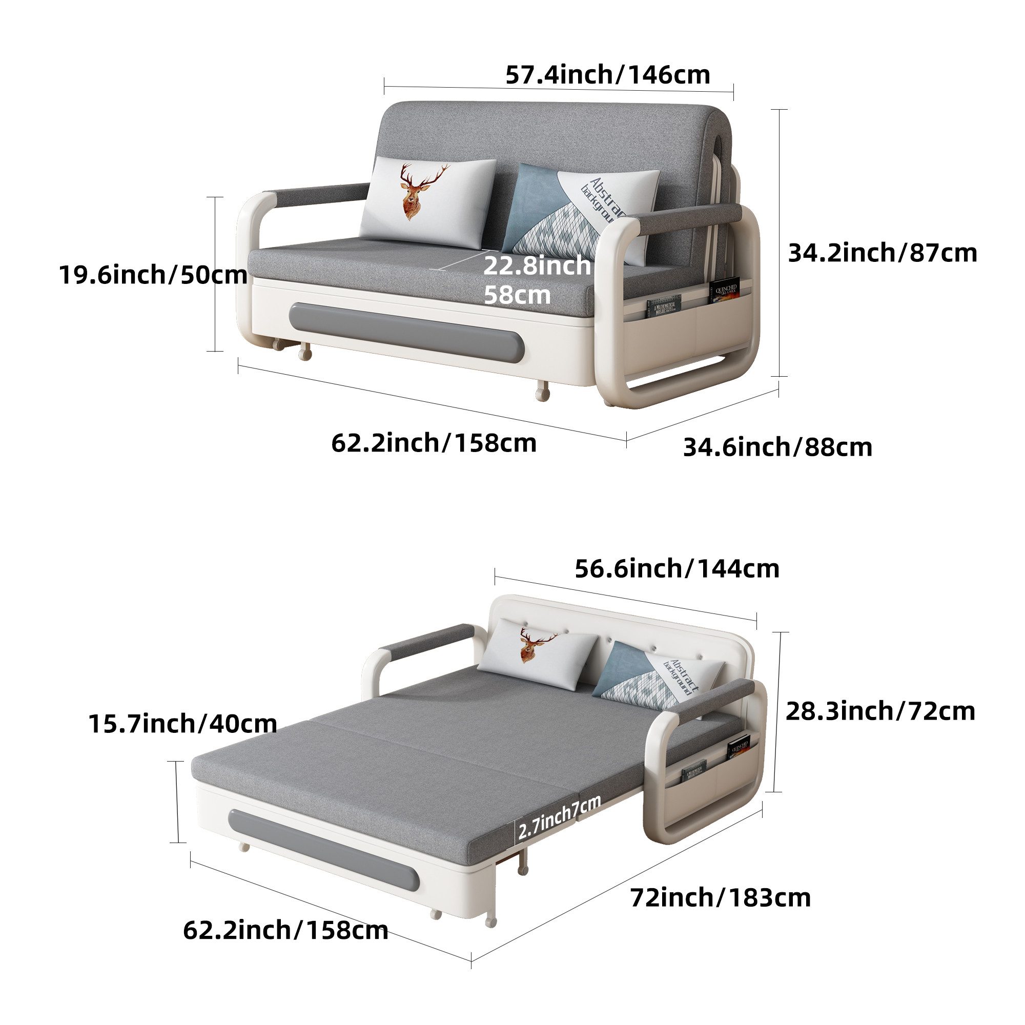 OLEY LUCK LIVE Schlafsofa Ausziehbare Schlafcouch mit Stauraum & Rollen & L günstig online kaufen