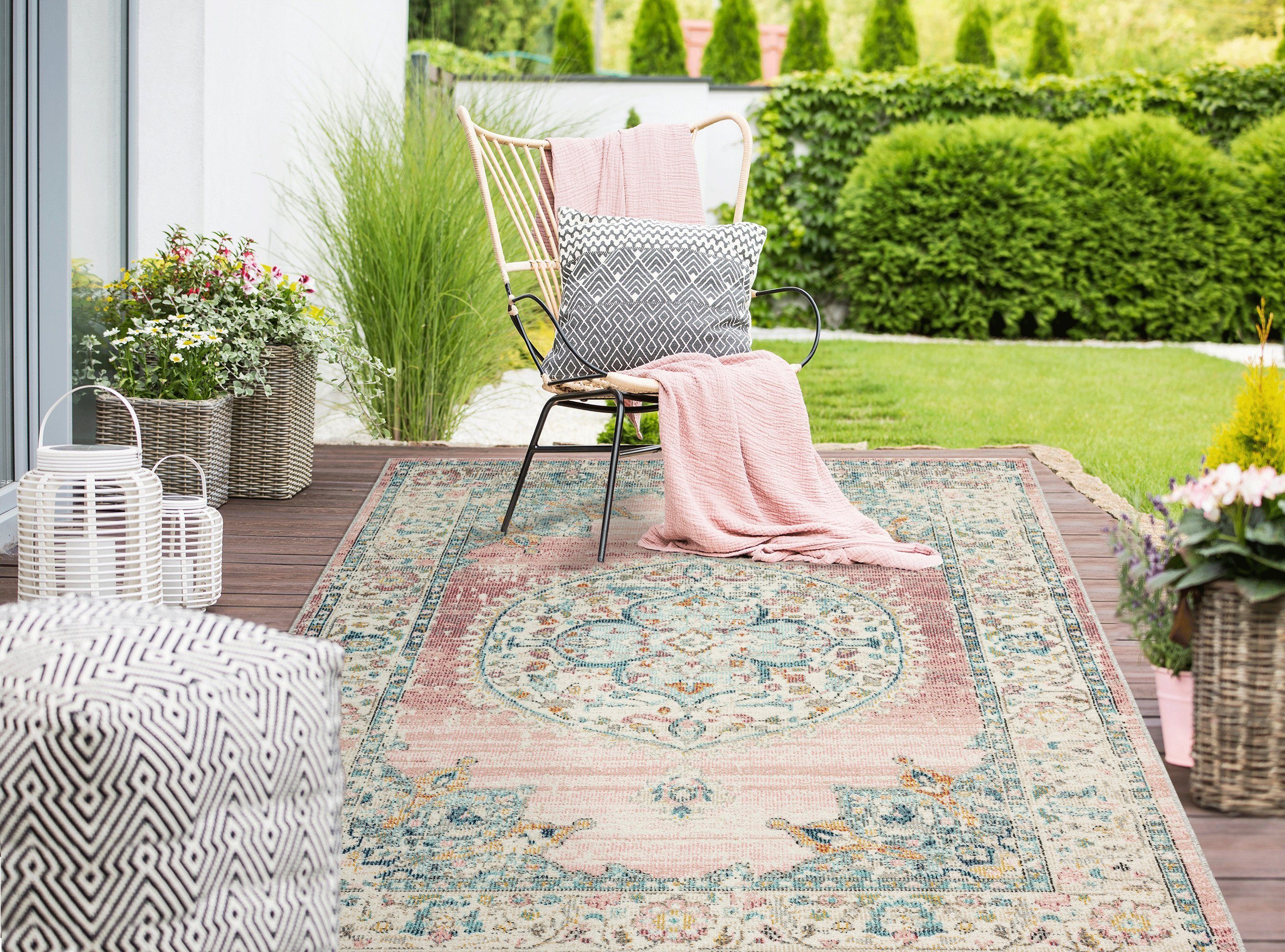 Outdoorteppich the carpet Palma robuster Teppich, Flachgewebe, modernes Design, the carpet, Rechteck, Höhe: 4 mm, Outdoor, UV-Beständig, Wetterfest, Küche, Esszimmer