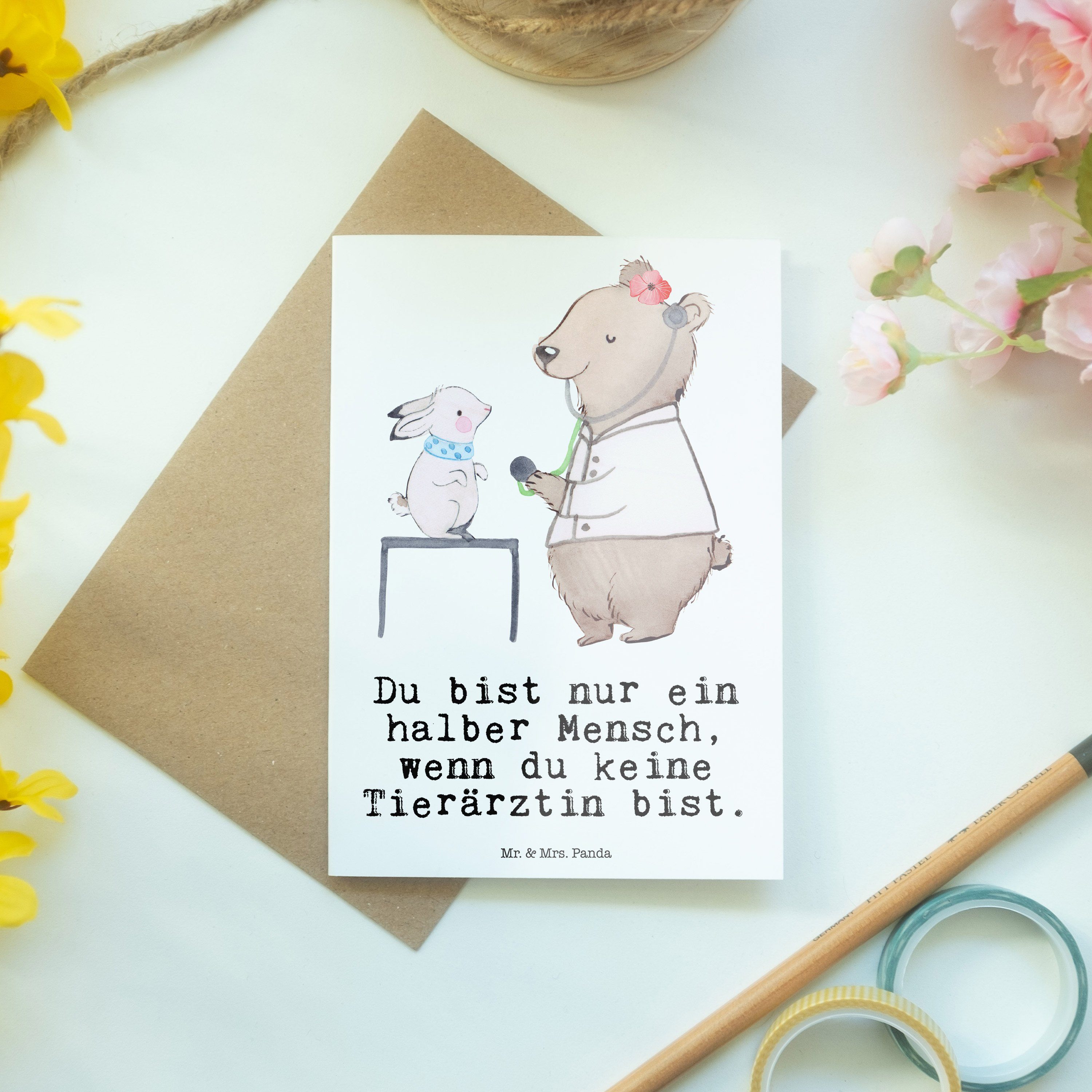 Mrs. Beruf, Herz Panda mit Mr. Tierärztin Grußkarte Klappka - & Geschenk, - Weiß Hochzeitskarte,