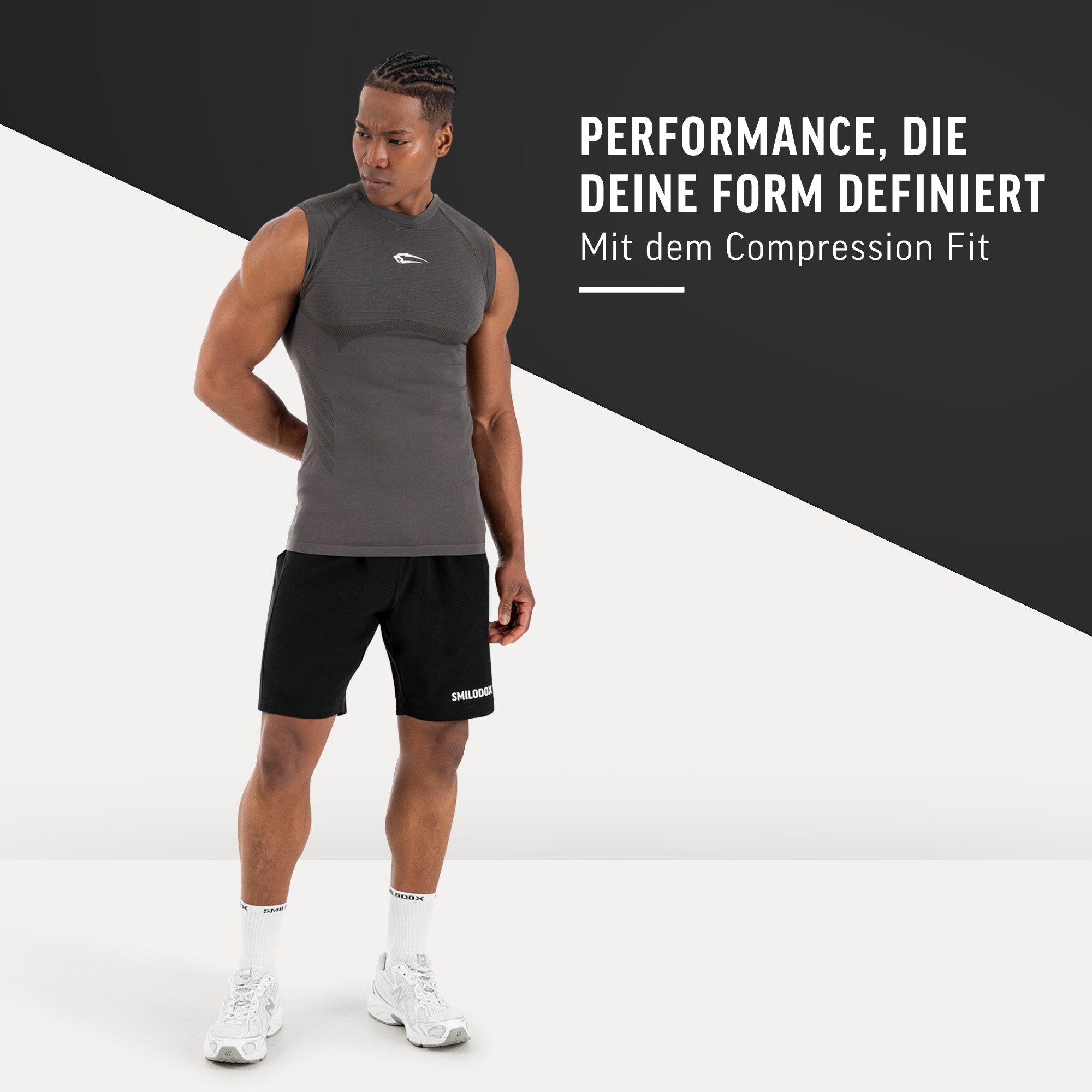 Smilodox Tanktop Carnos, Compression Tank Herren, Gym Shirt Seamless, Fitness Enganliegend, Seamless, Body-Mapping, atmungsaktiv, Stretch