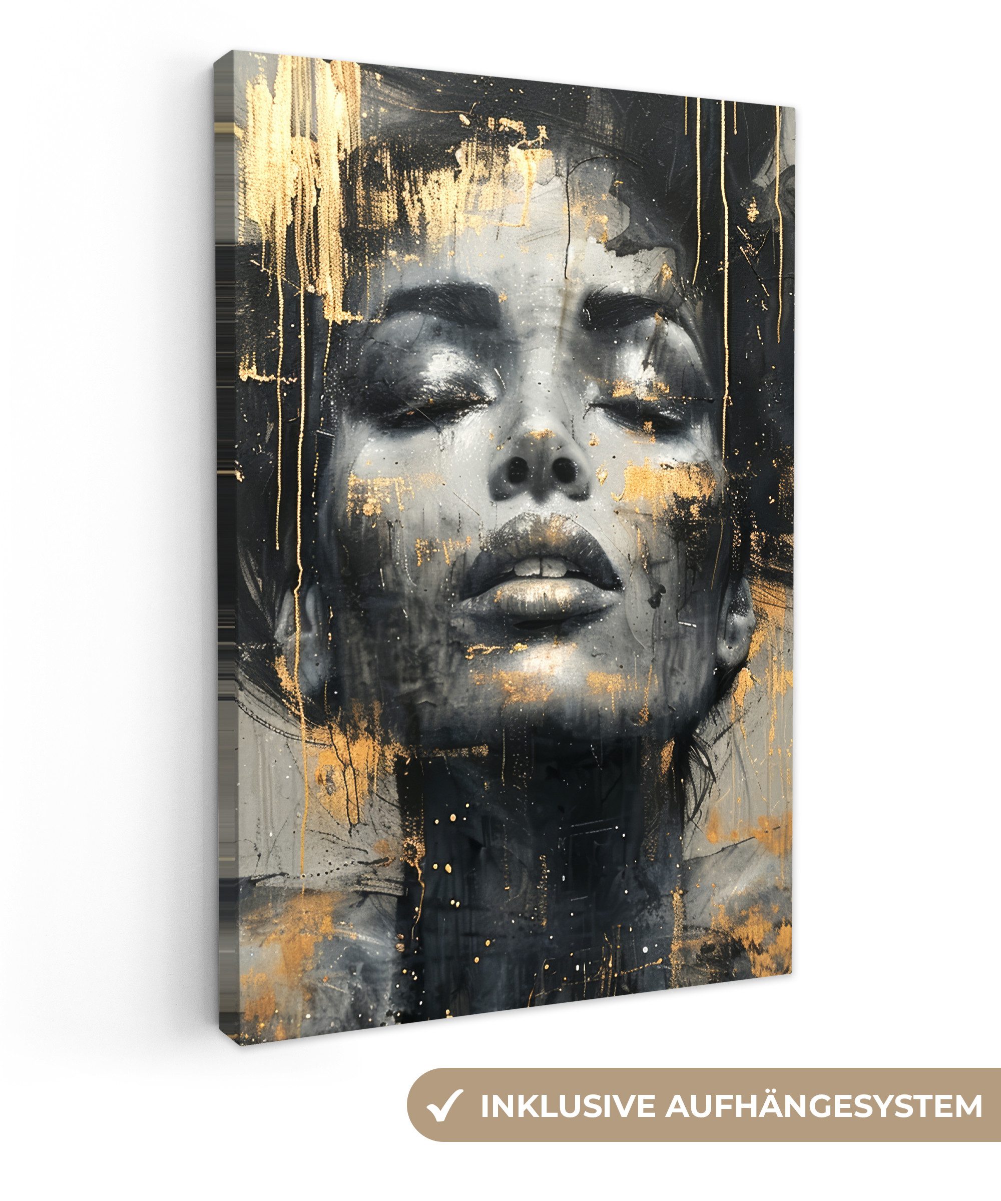 OneMillionCanvasses® Leinwandbild Frau - Kunst - Gold - Abstrakt - Glamour, günstig online kaufen