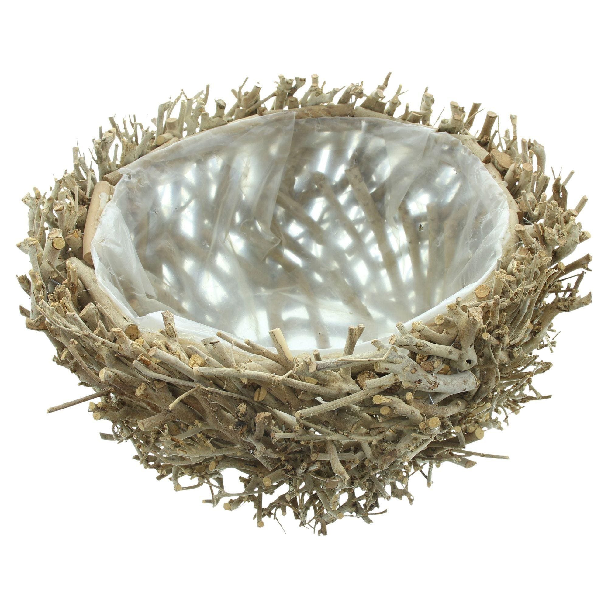 Dekoleidenschaft Pflanzschale "Verzweigt" rund, Ø 34 cm, Pflanztopf, Blumenkübel Übertopf Blumentopf, Blumenschale aus Holz
