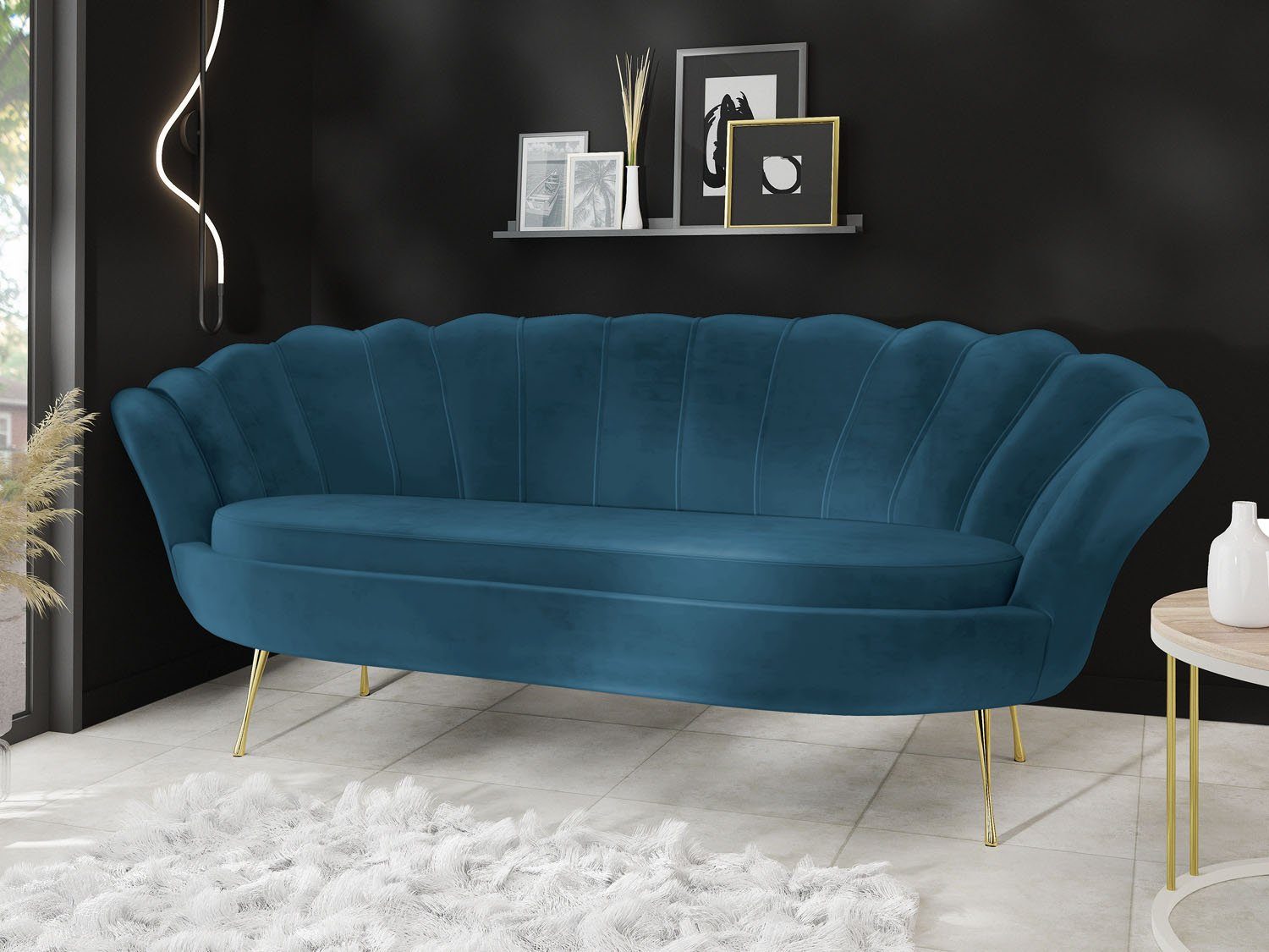 WFL GROUP Sofa Muschel, Samt 3-Sitzer günstig online kaufen