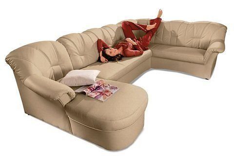 DOMO collection Wohnlandschaft Papenburg, zeitlose Rückensteppung, elegante Formensprache, U-Form, in großer Farbvielfalt, wahlweise mit Bettfunktion