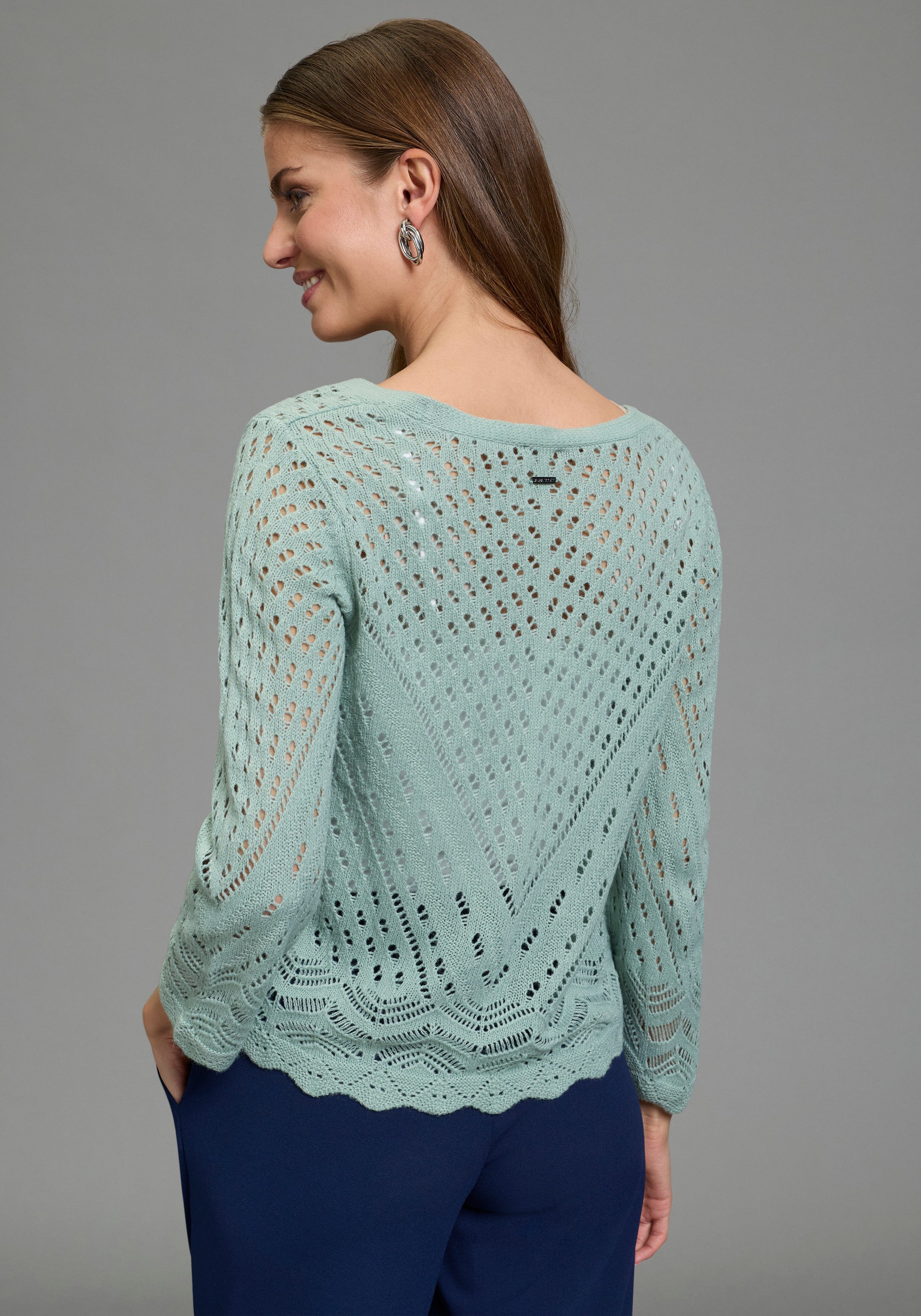 Laura Scott Ajourpullover mit femininer Silhouette aus Lochstrick günstig online kaufen