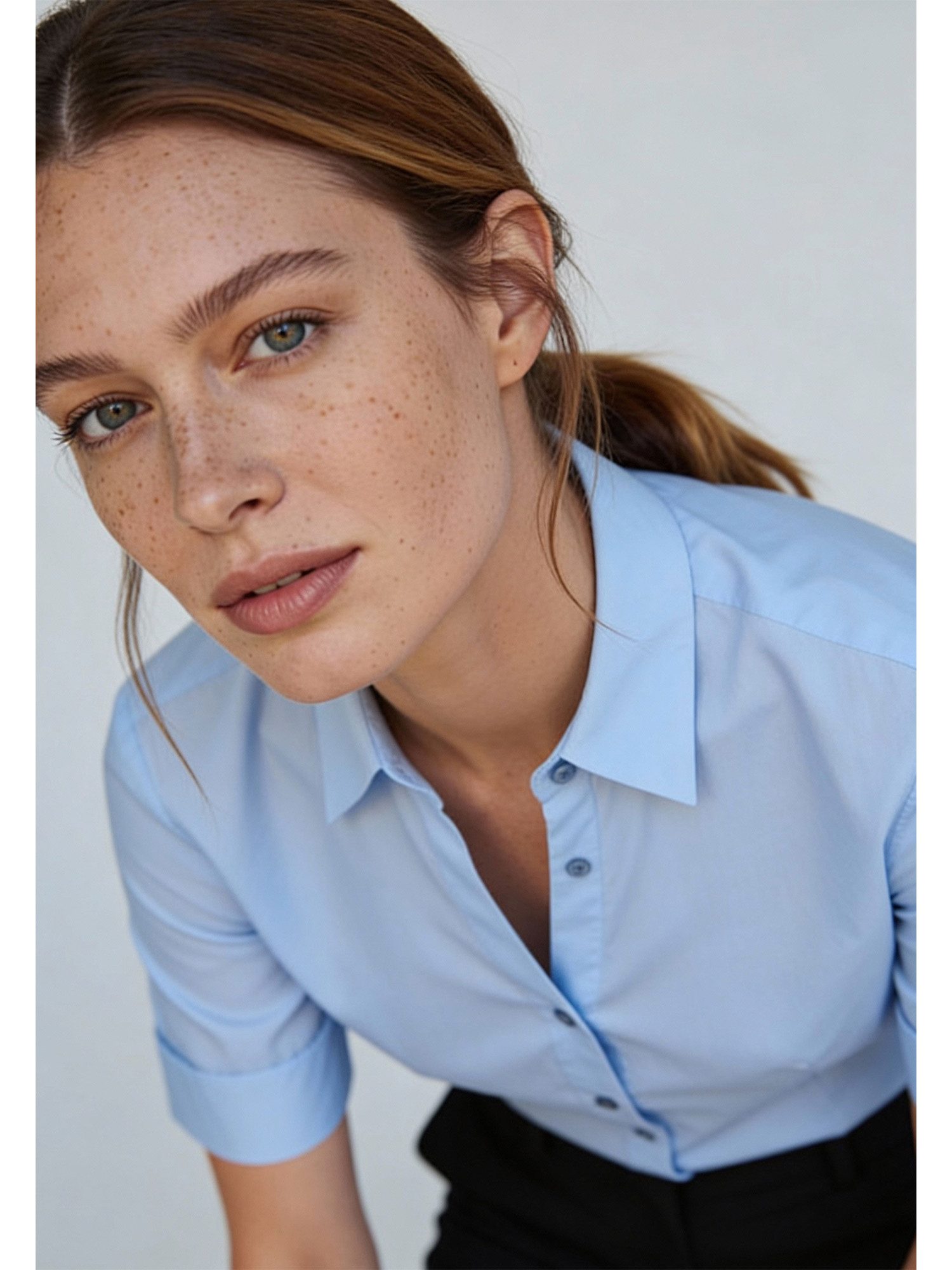 MORE&MORE Kurzarmbluse Baumwollstretchbluse