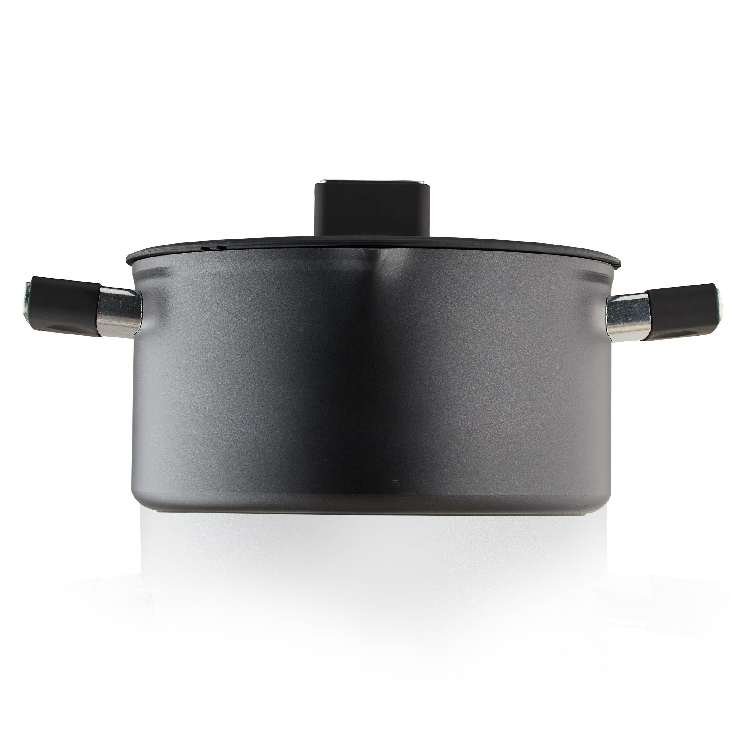 KHG Kochtopf Fleischtopf 24 cm mit Glasdeckel, ILAG Xeradur 5 Beschichtung, Aluminium, 5,5 Liter Volumen, Glasdeckel, für alle Herdarten inklusive Induktion