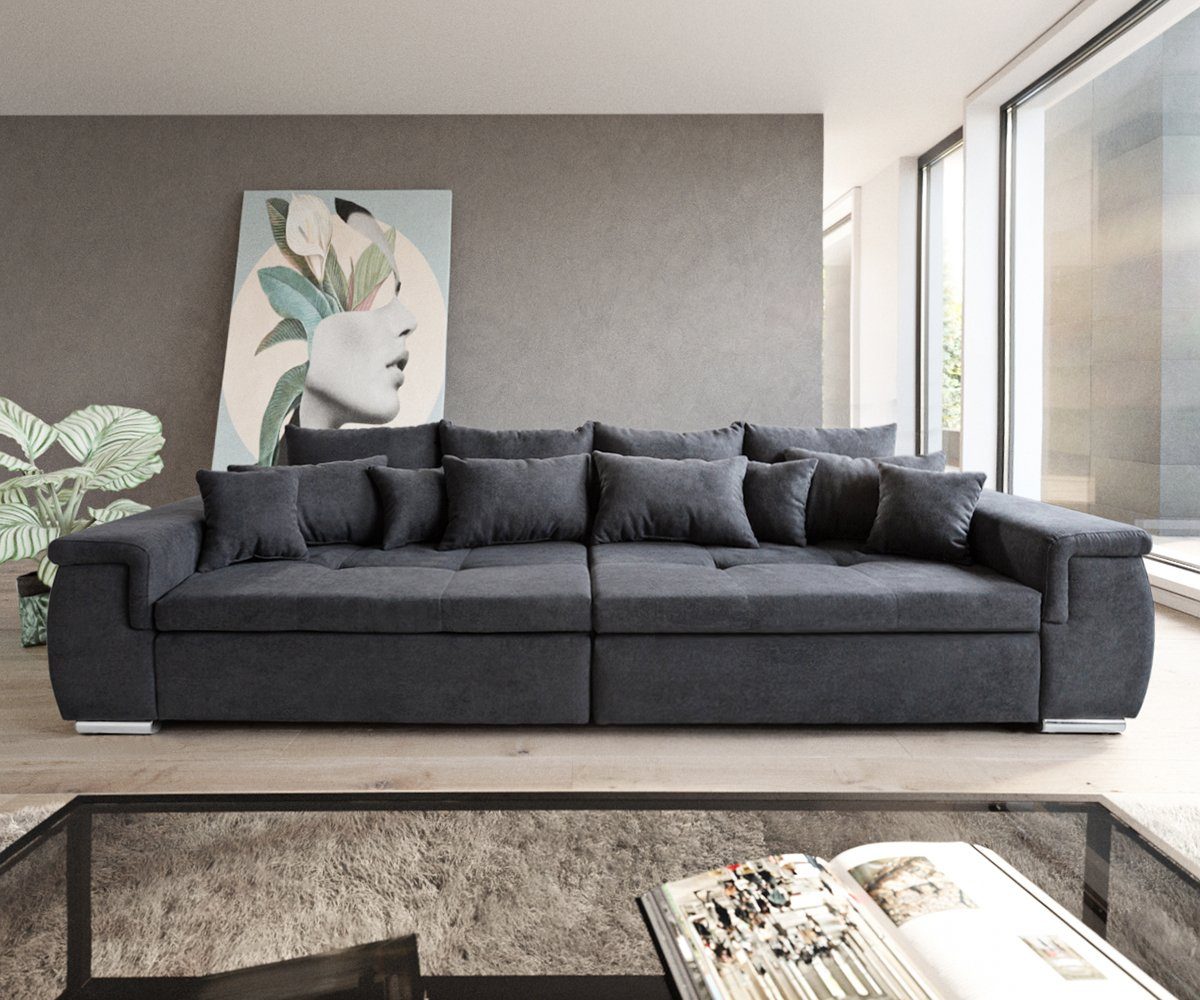 Navin, 275x116 Big-Sofa mit Sofa cm Kissen DELIFE Graphite