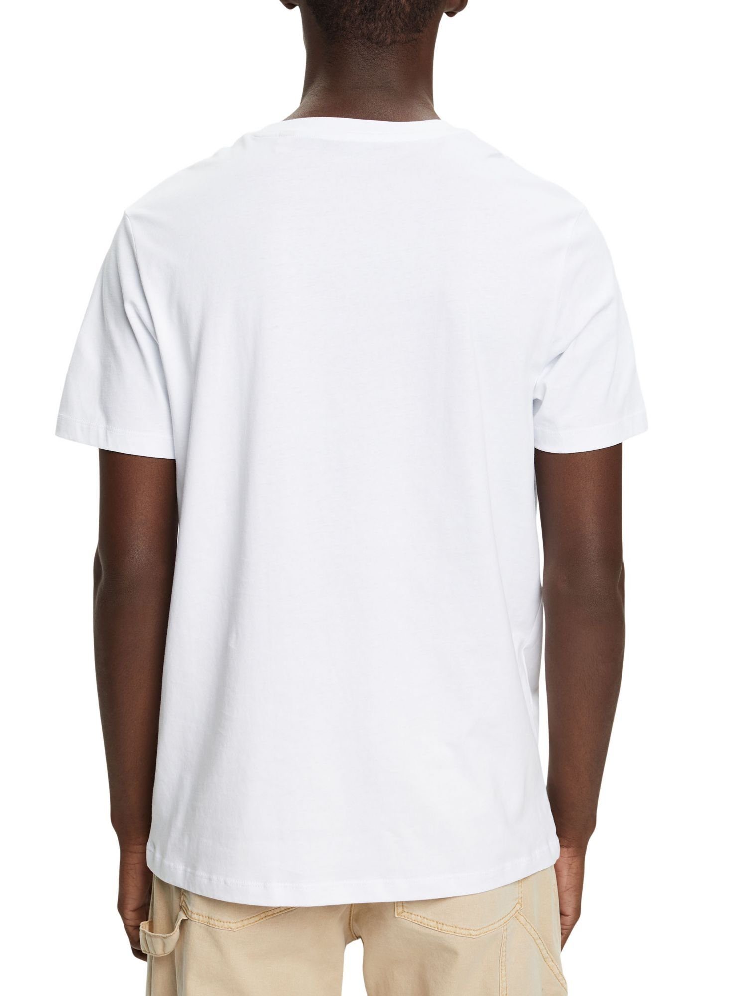 Esprit T-Shirt Schmal mit Baumwoll-T-Shirt (1-tlg) geschnittenes Print WHITE