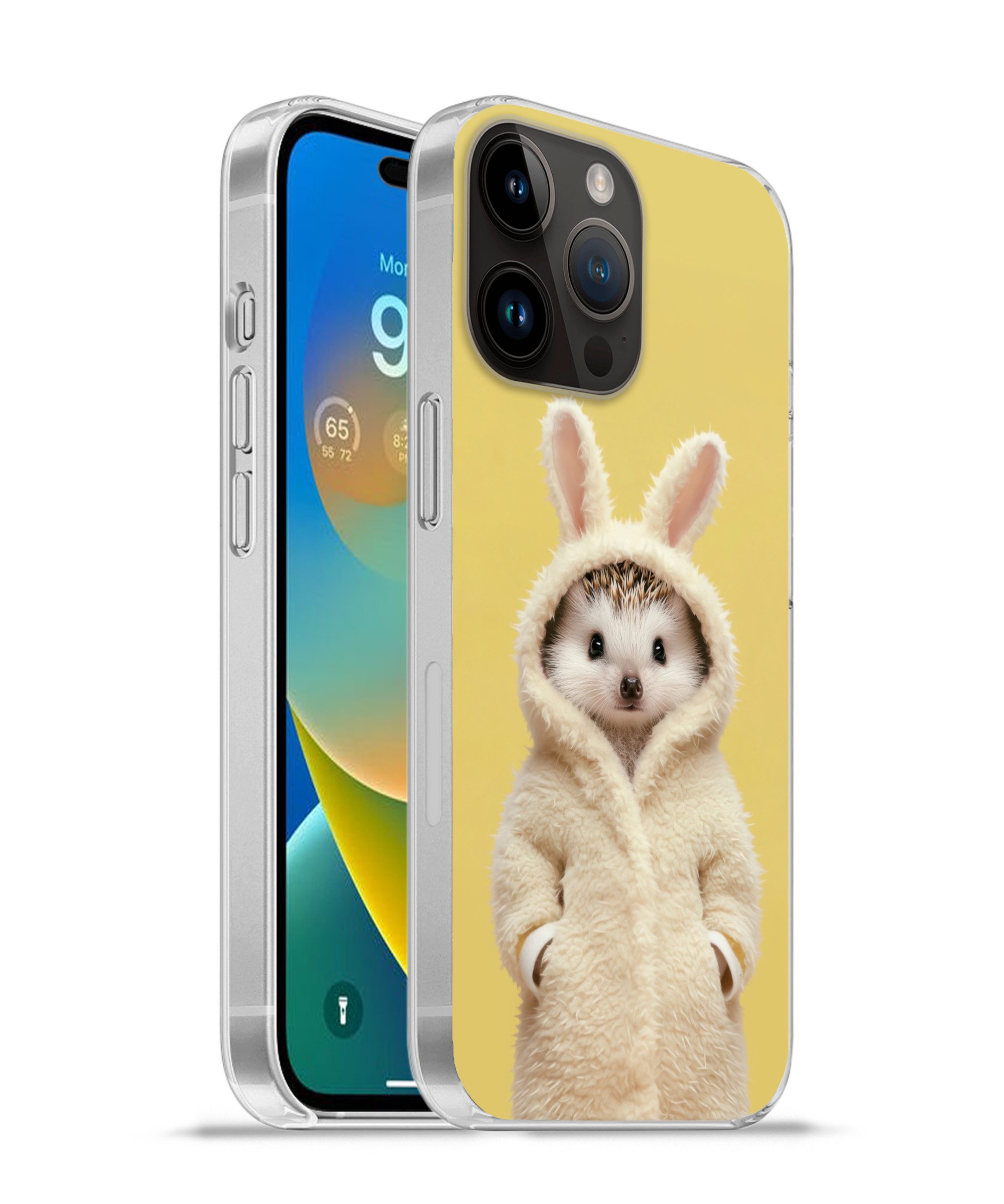 MuchoWow Handyhülle für Apple iPhone 14 Pro Igel - Osterhase - Kostüm, Smartphone-Bumper, Print, Handy Schutzhülle Dünn