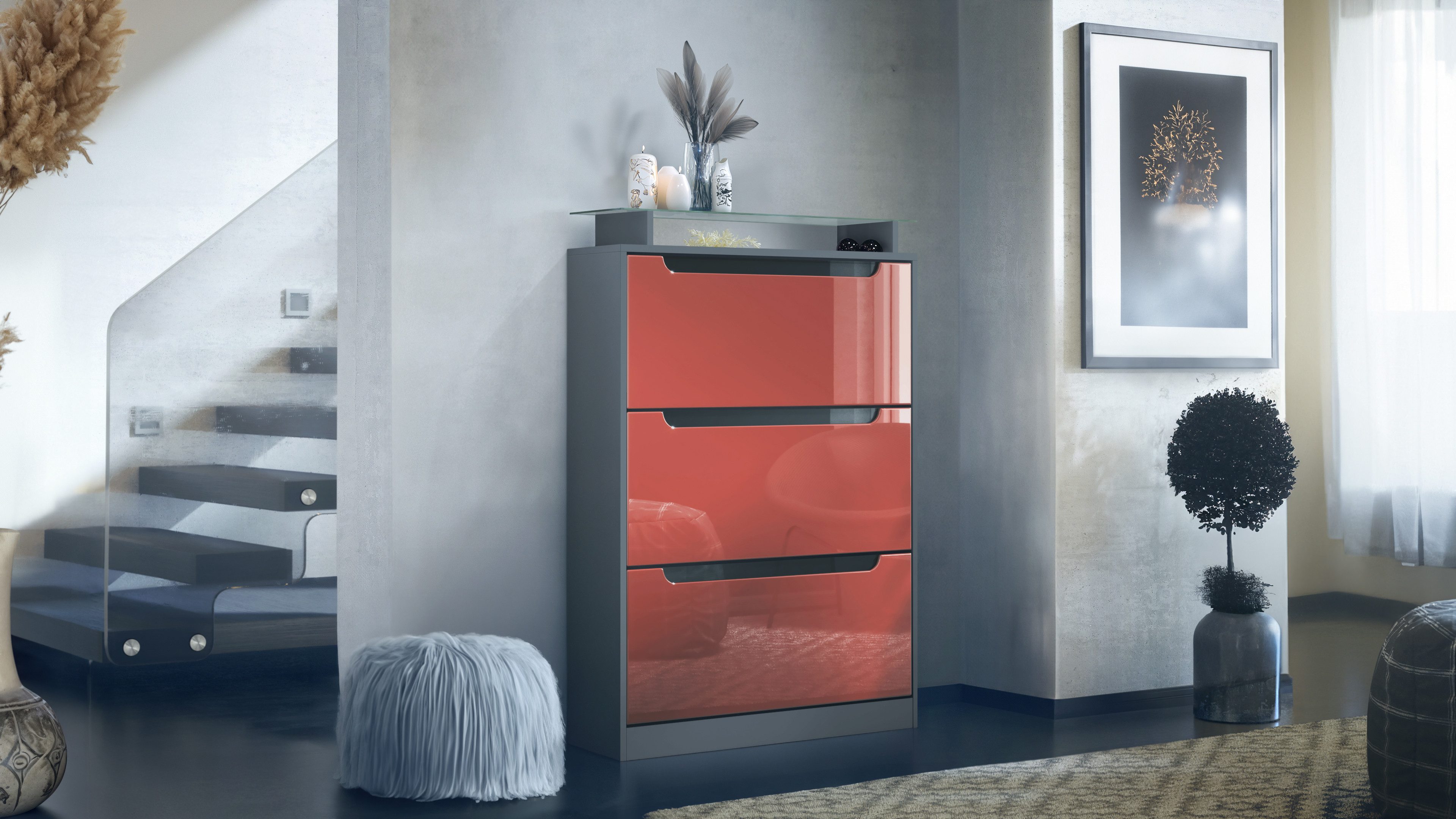 Vladon Schuhschrank Space (Schuhkipper, für 24 Paar Schuhe mit 3 Klappen un günstig online kaufen