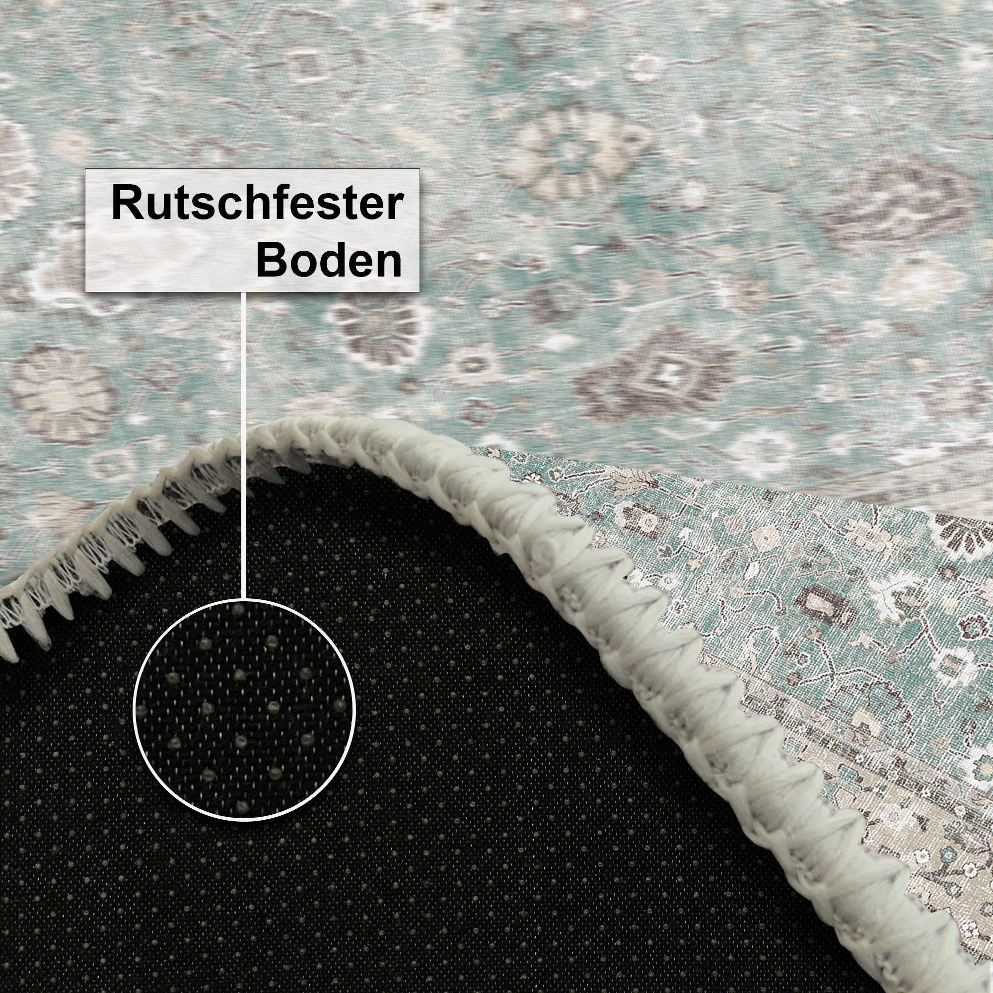 Bamyum Teppich Zuleo Teppich mit Chenille-Druck, Waschbarer, Antibakteriell Teppich, Einzelstück – Bild 4 von 5