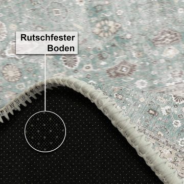 Teppich Zuleo Teppich mit Chenille-Druck, Waschbarer, Antibakteriell Teppich, Bamyum, ANTIRUTSCHUNTERLAGE, MASCHINERWASCHBAR, ANTIBAKTERIELLER