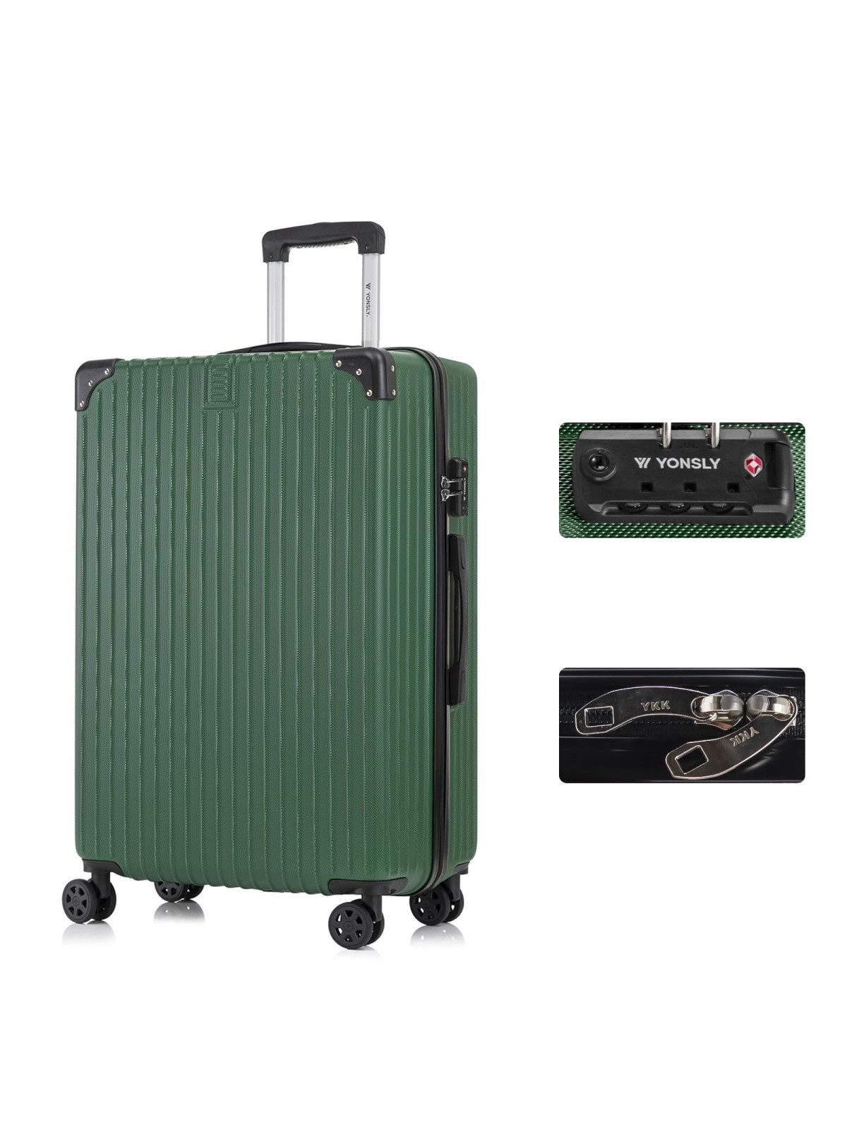 YONSLY Hartschalen-Trolley Premium Reisekoffer Hartschalen-Trolley Kabinenkoffer, 4 Rollen, TSA-Schloss, YKK-Reißverschluss, austauschbare Rollen und Griffe