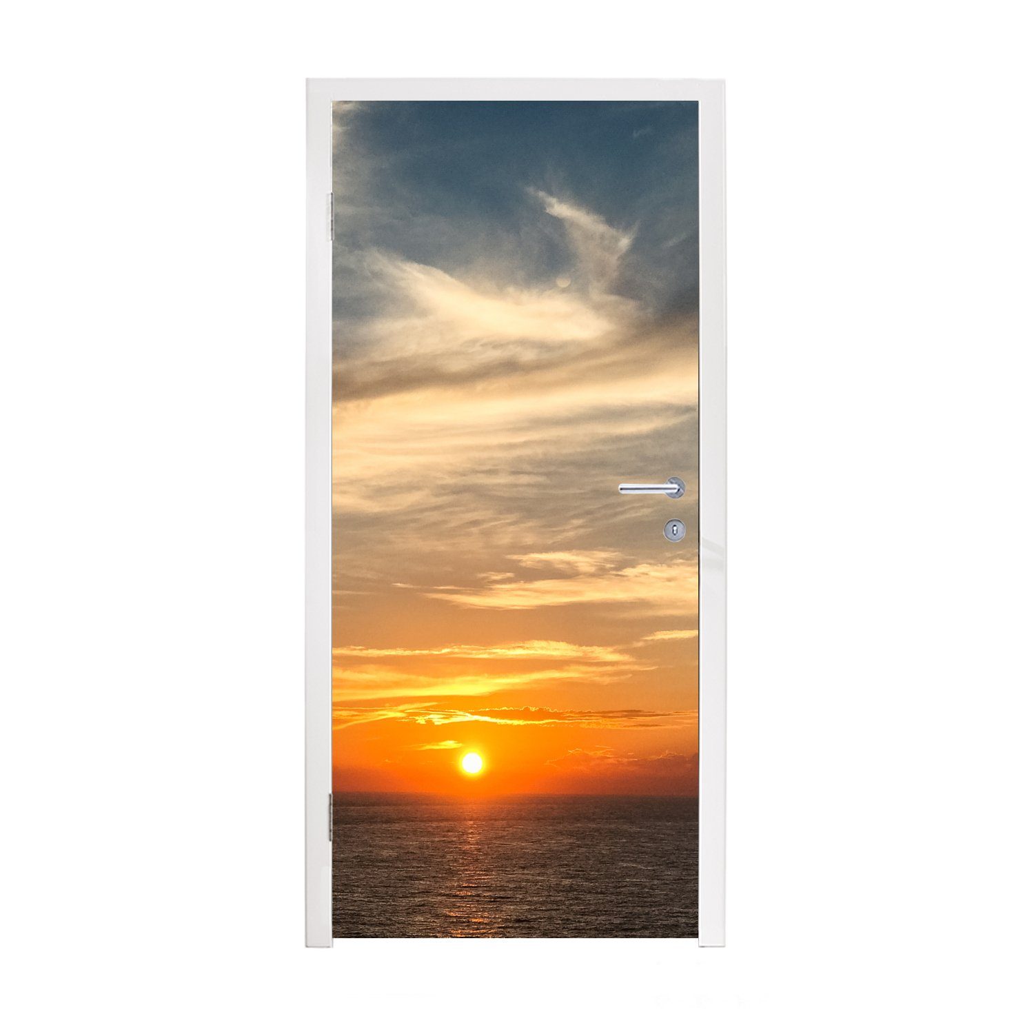 MuchoWow Türtapete Sonnenuntergang - Strand - Japan, Matt, bedruckt, (1 St), Fototapete für Tür, Türaufkleber, 75x205 cm