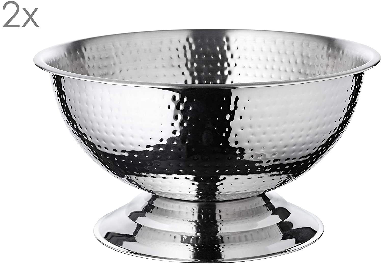 EDZARD Sektkühler Cara, 2er-Set, Edelstahl, gehämmert, hochglanzpoliert, Ø 40 cm