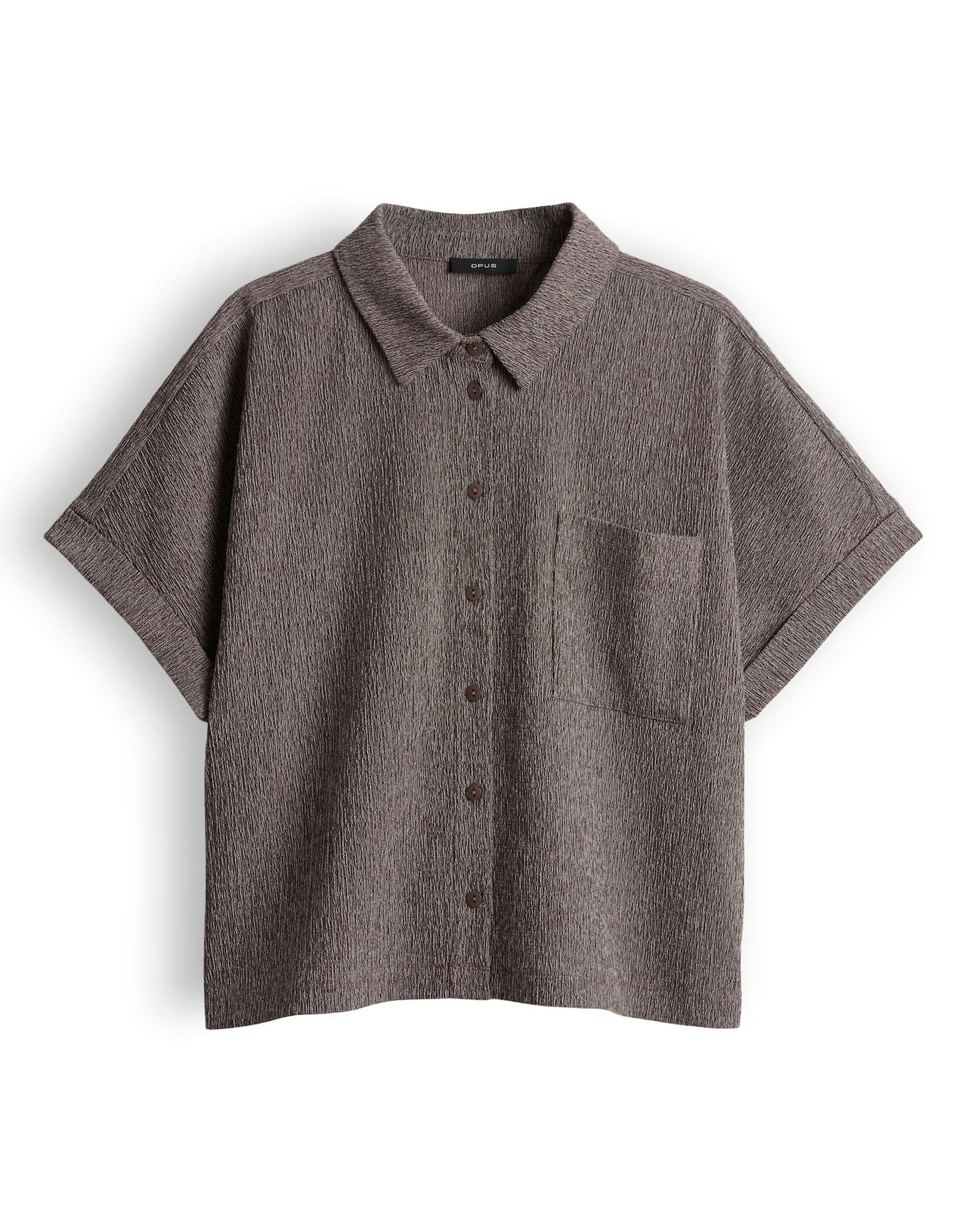 OPUS Kurzarmshirt Soasi aus fester Webware mit Mélange Effekt Die Brusttasche verleiht dem Look lässigen Utility Charakter – Bild 2 von 5