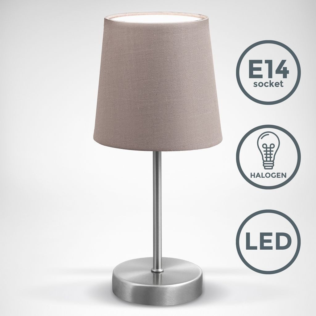 B.K.Licht Tischleuchte Tischlampe, Taupe, Stoffschirm E14 günstig online kaufen