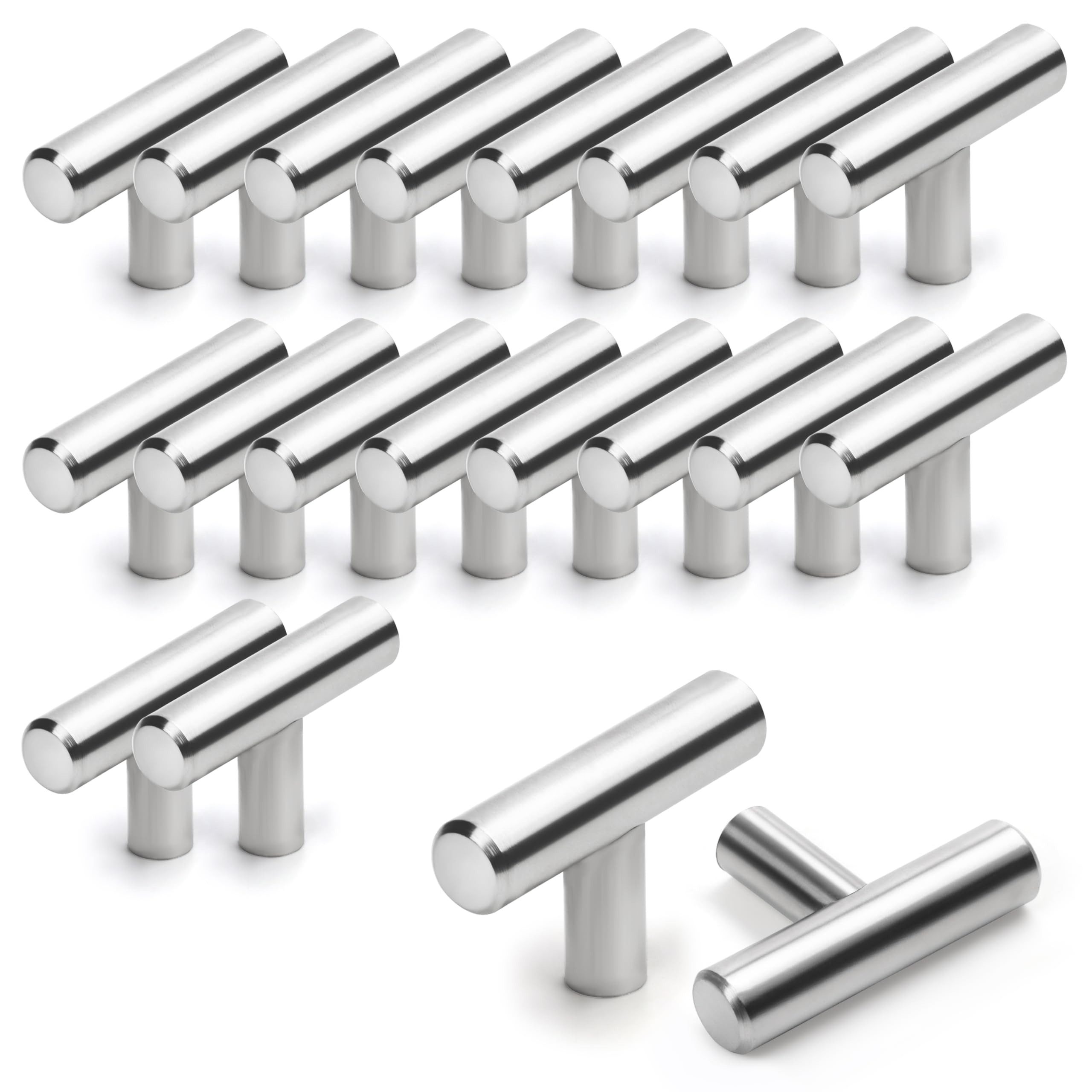 Haltegriff 20er Set Griffe für Küchenschränke - Gebürstetes Nickel