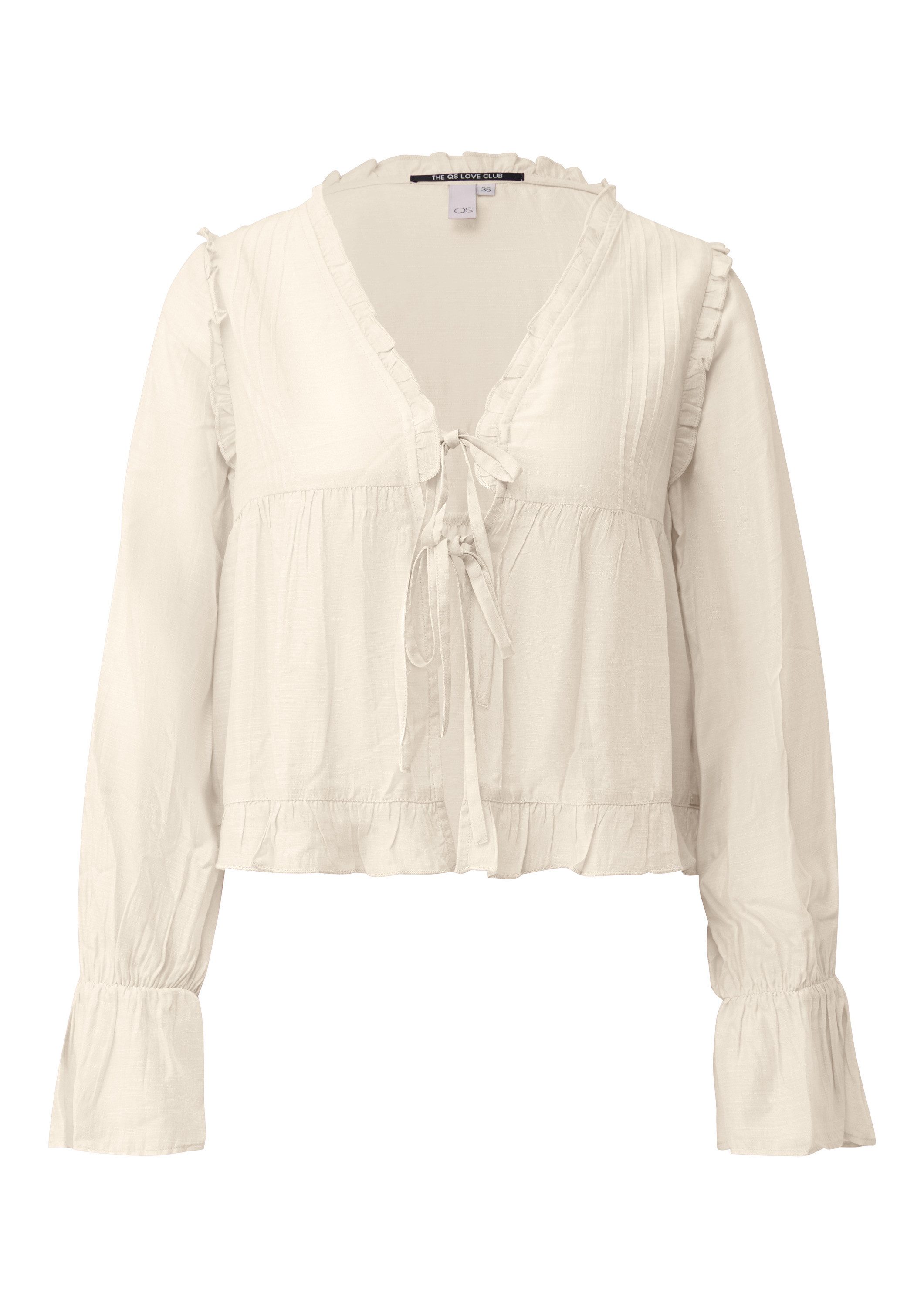 QS Langarmbluse Bluse Feminine Bluse mit Bindedetail und Rüschen günstig online kaufen