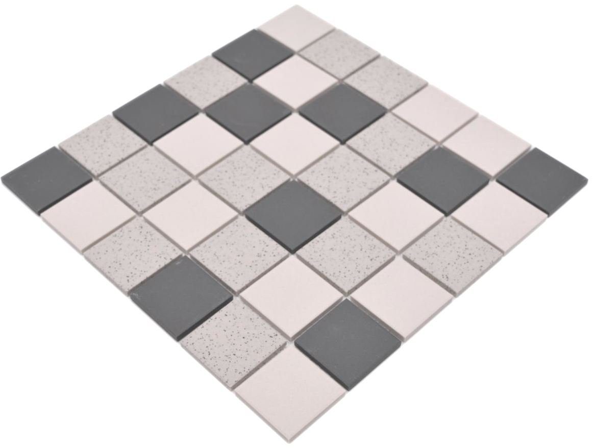 Mosani Mosaikfliesen Mosaik Fliese Keramik hellbeige grau unglasiert