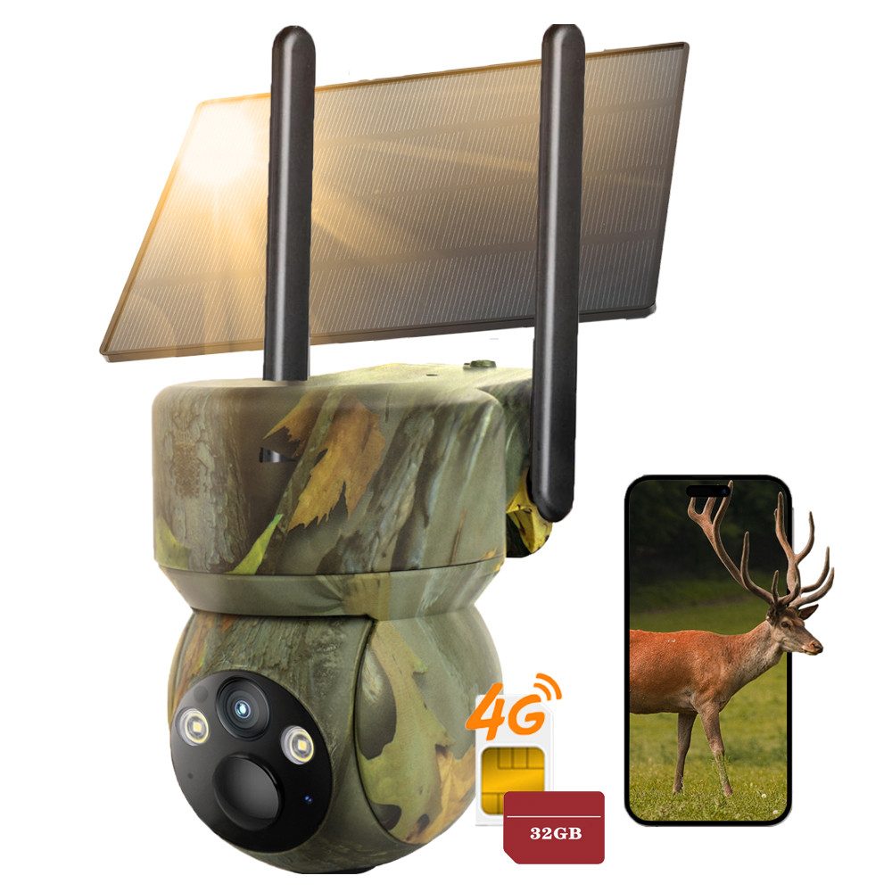 TWUFY Wildkamera 4G LTE Wildkamera Solar 2K Live Übertragung Wildkamera (Perfekt für Bereiche außerhalb der Wifi-Reichweite oder abgelegene Orte: Bauernhöfe, Baustellen, Einfahrten, Docks, Weiden, Ställe, Lagerhäuser, Wohnmobile., mit Handyübertragung App