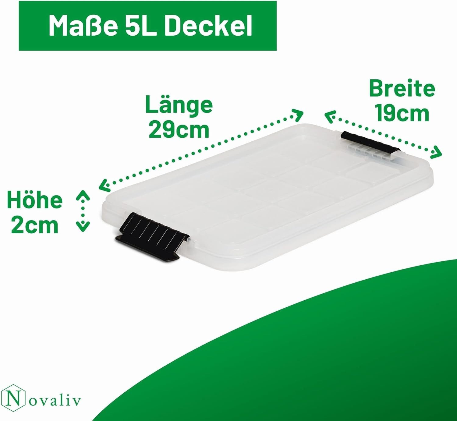 Novaliv Aufbewahrungsbox 30531-1 (1 St), Novaliv 1x Ersatzdeckel 5 Liter mit Clipverschluss 25x15 cm Transparen