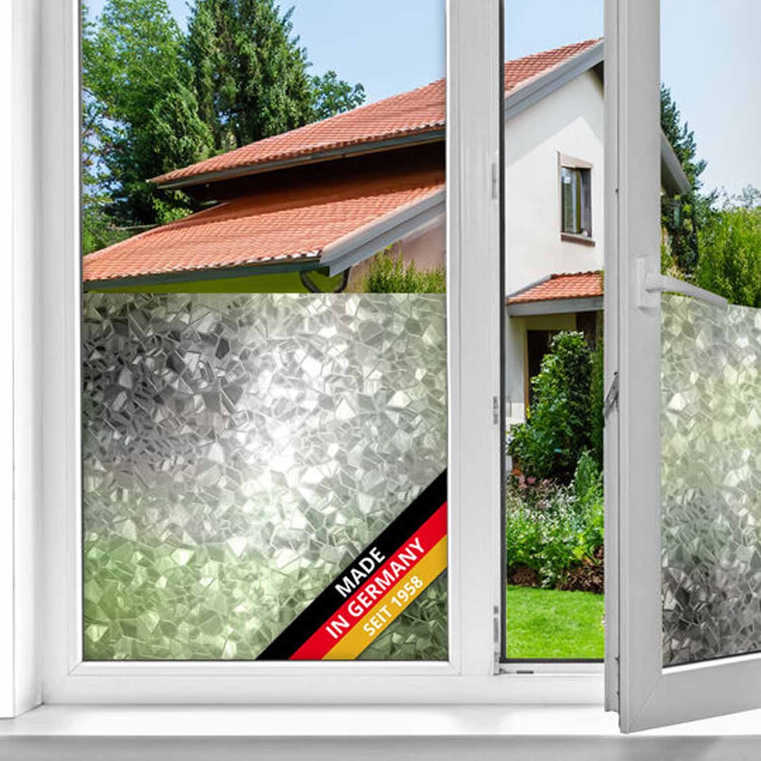d-c-fix Fensterfolie Splinter - selbstklebende Sichtschutzfolie Deko Folie Fenster innen, Leicht geprägte Oberfläche, Selbsthaftend, zuschneidbar und rückstandslos entfernbar