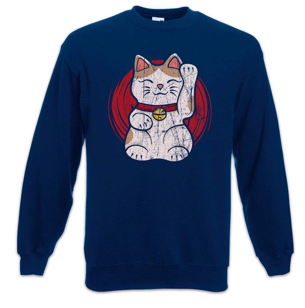 Urban Backwoods Sweatshirt Maneki Neko V Sweatshirt Winkekatze Maneki-neko Manekineko Fun (1-tlg) Winkende Katze Cat Kitty
