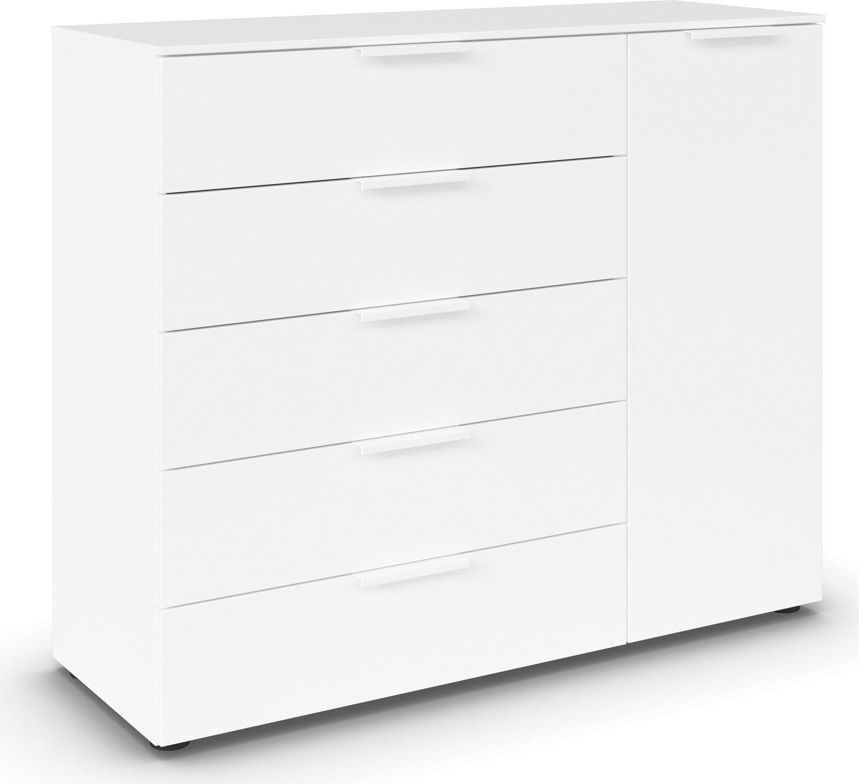 rauch Schubkastenkommode Kommode Türkommode Sideboard Kombikommode FLIPP (Breite 120 cm mit 2 Einlegeböden), 1-türig mit 5 Schubladen und Soft-Close-Funktion