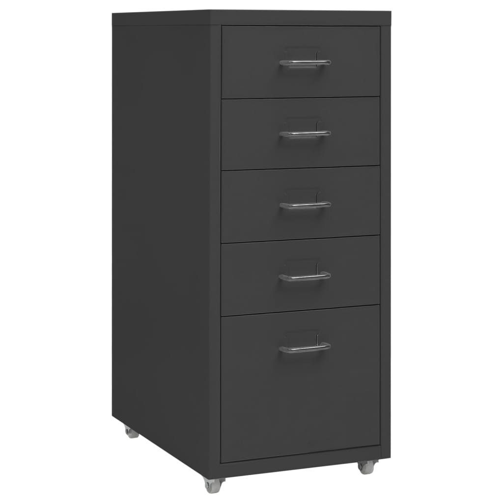 vidaXL Aktenschrank Aktenschrank mit Rollen Anthrazit 28x41x69 cm Metall (1-St) | Stahlschränke