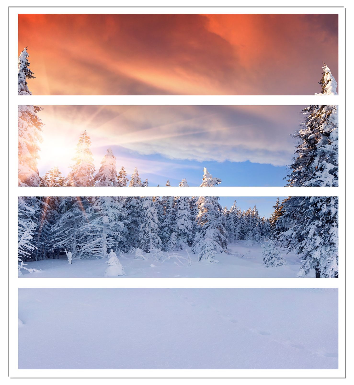 Wallario Möbelfolie Sonnenaufgang über einen Winterwald
