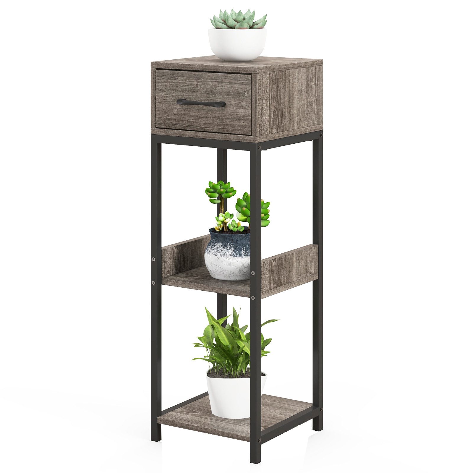 COSTWAY Blumenständer (1 St), 3 Etagen mit Schublade & Kippsicherung 30,5x3 günstig online kaufen