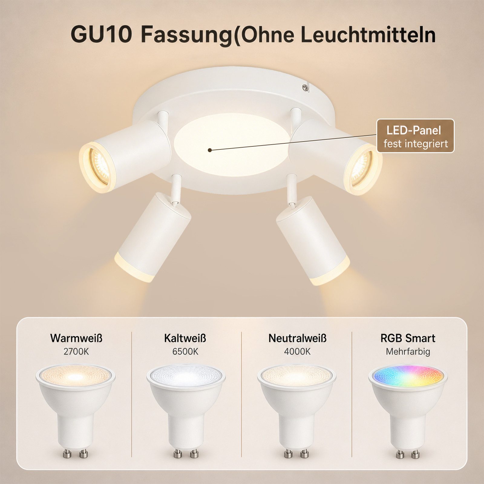 Nettlife Deckenstrahler Schwarz Schlafzimmer GU10 2/3/4 Flammig 20W 3000k Küchenlampe, Schwenkbar 350°, LED wechselbar, Metall Schwenkbar Flurlampe für Schlafzi – Bild 2 von 5