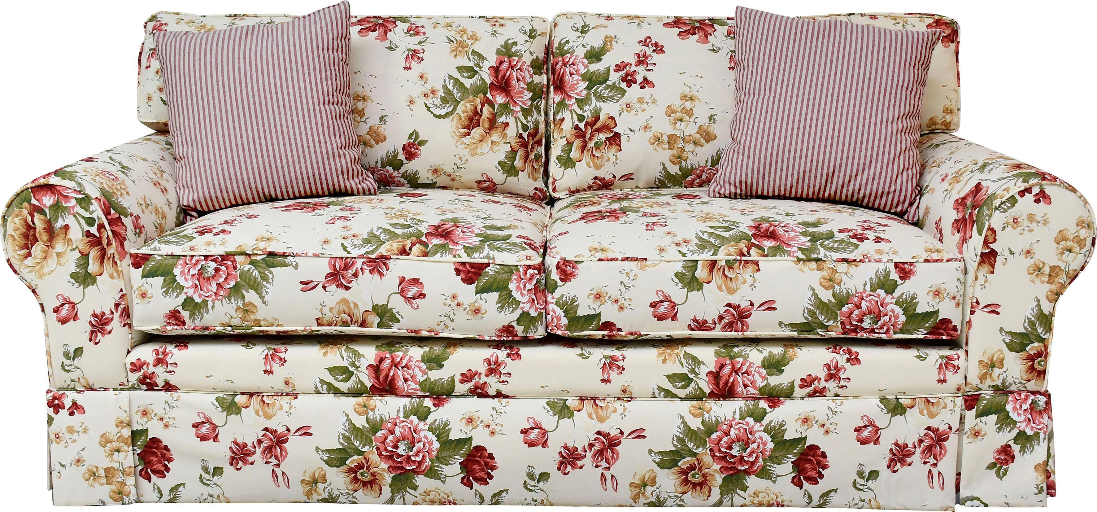 Home affaire 3-Sitzer Laura K, Geblümtes 3-Sitzer Sofa, creme Weiß, 210 x 95 x 97, Sitzhöhe 53