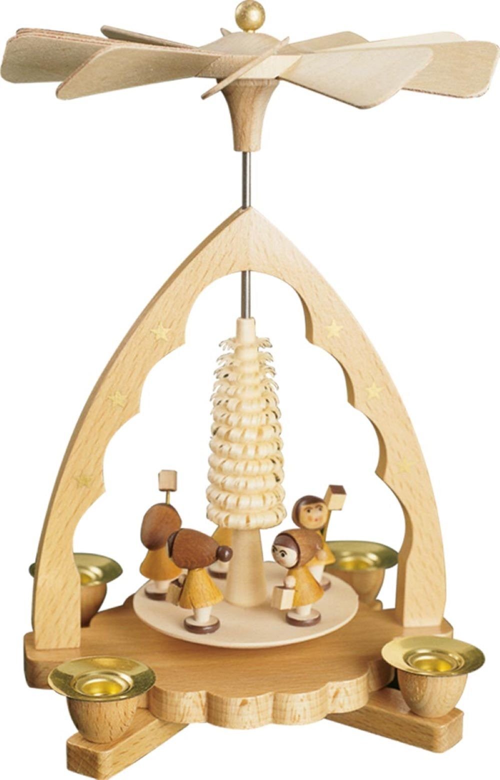 Weihnachtspyramide Pyramide Laternenkinder natur, Höhe 19 cm