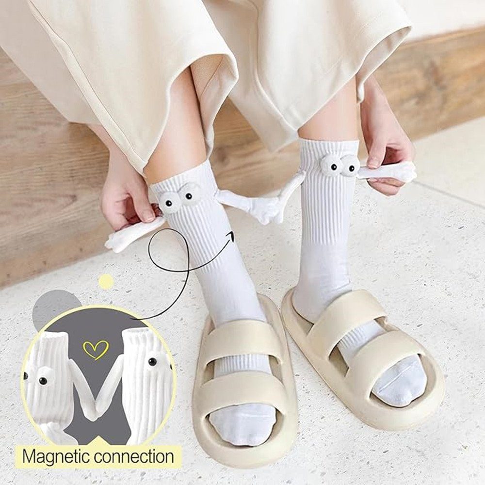 XDeer Socken 4 Paar Magnetische Socken,Hand in Hand Socken Magnet, (4-Paar) 3D Lustige Socken Paar Socken,mit Magnetarmen Freundschaftssocken