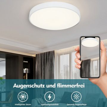 style home Deckenleuchte Deckenlampe Runde Leuchte, 24W, LED fest integriert, Warmweiß 3000K, Ø30*4cm, Weiß, für Wohnzimmer Schlafzimmer Küche