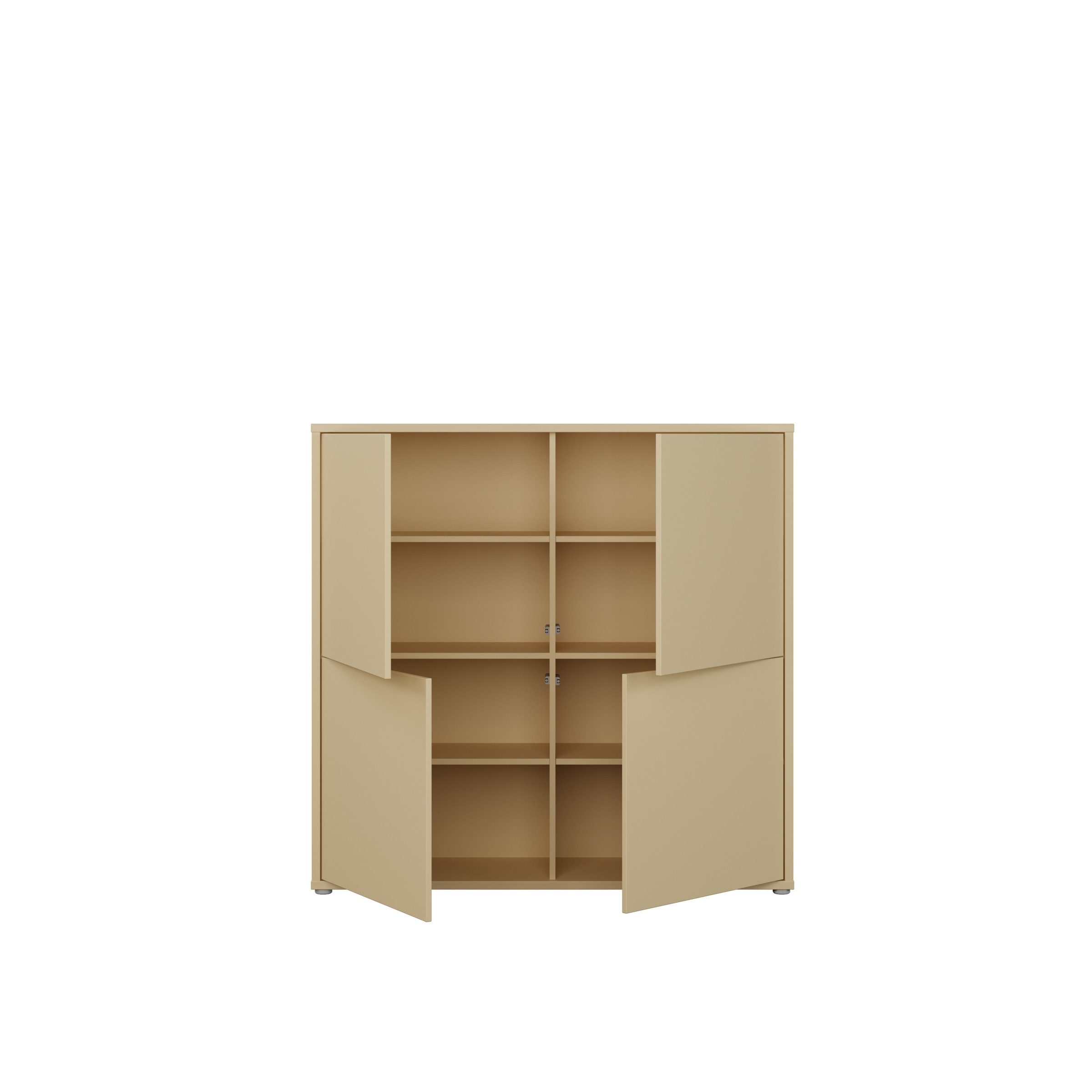 PREISBRECHER Highboard ALICE SPRINGS, in Buttergelb - 124,5x121,5x34,9cm (BxHxT)