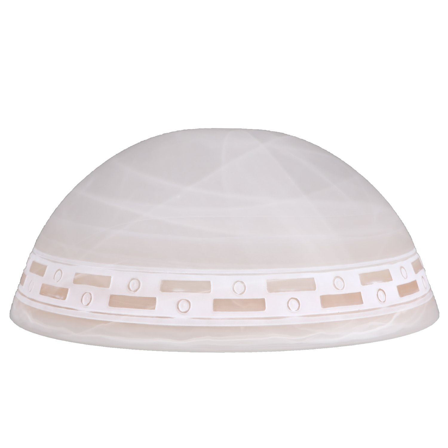 Home4Living Lampenschirm Pendelglasschirm Lampenglas alabaster weiß/braun Ø 300mm E27, Randmuster