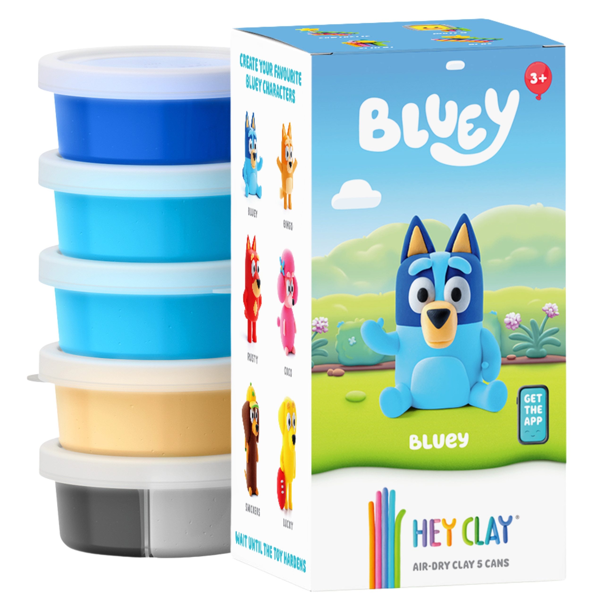 Hey Clay Modelliermasse Hey Clay Bluey Knete für Kinder + Zubehör, 5 Farben Schaumstoff