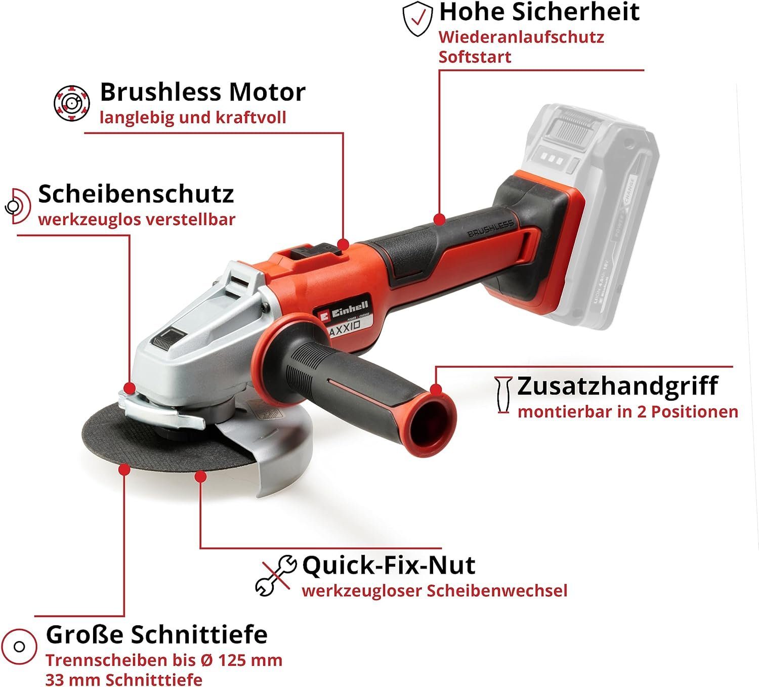 Einhell Akku-Winkelschleifer Einhell AXXIO 18/125 Q günstig online kaufen