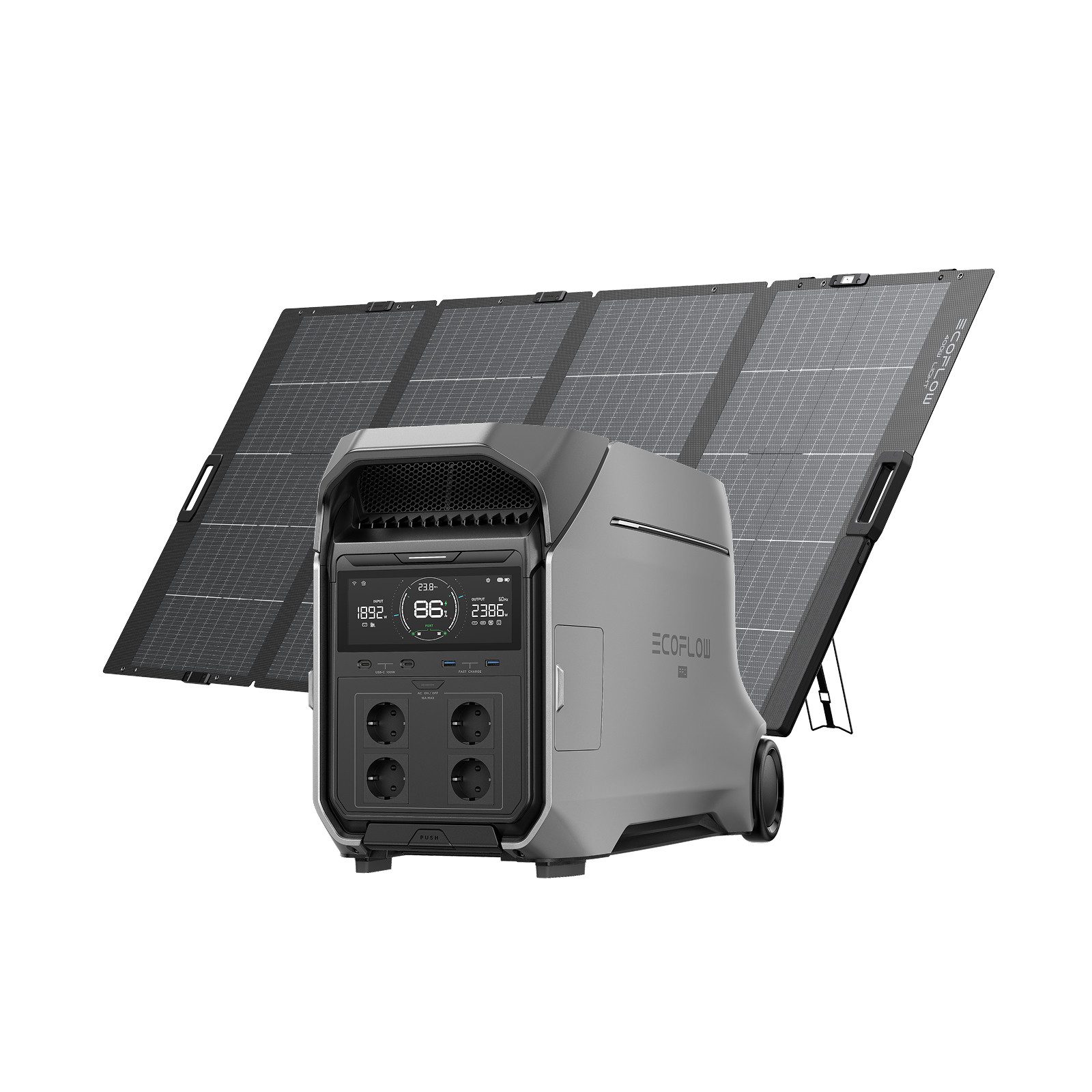 Ecoflow EcoFlow DELTA Pro 3 Tragbare Powerstation mit 400W Solarpanel Powerstation, 4096Wh LFP-Akku, erweiterbar auf 12kWh, 4000W AC-Ausgang.