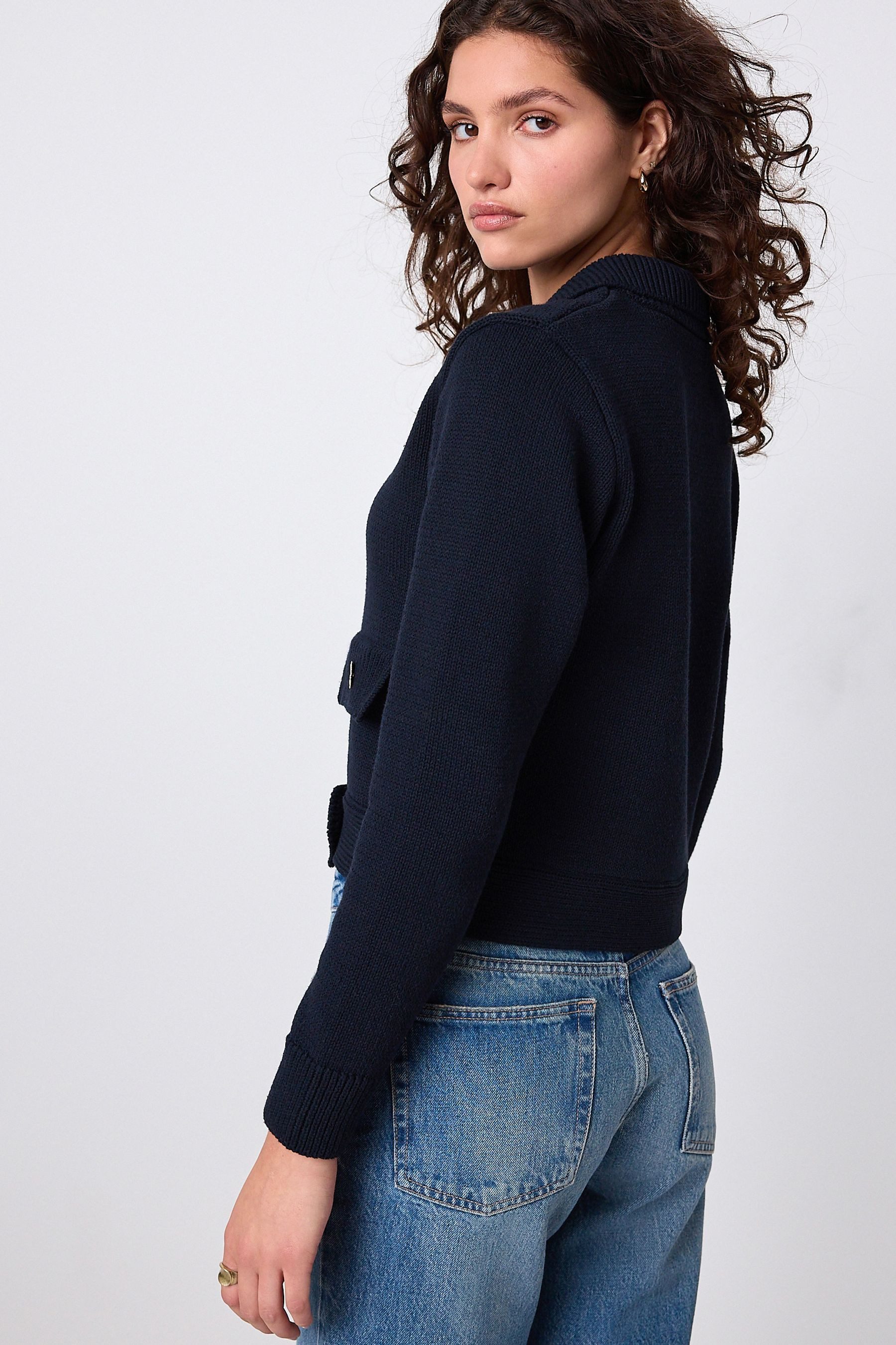 Next Strickjacke Strickjacke mit Kragen und goldfarbenen Knöpfen (1-tlg) günstig online kaufen