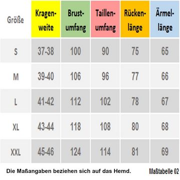 Huber Hemden Langarmhemd HU-0328 Slim Fit tailliert-körpernahe Form Stehkragen, Verdeckte Leiste