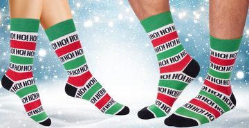 BRUBAKER Socken Herren Weihnachtssocken, EU41-45 Lustige Socken mit Weihnachtsmotiven (Ho! Ho! Ho!, 1-Paar, Männer Geschenk Weihnachten - One Size) Bunte Kuschelsocken für Weihnachtszeit Baumwolle