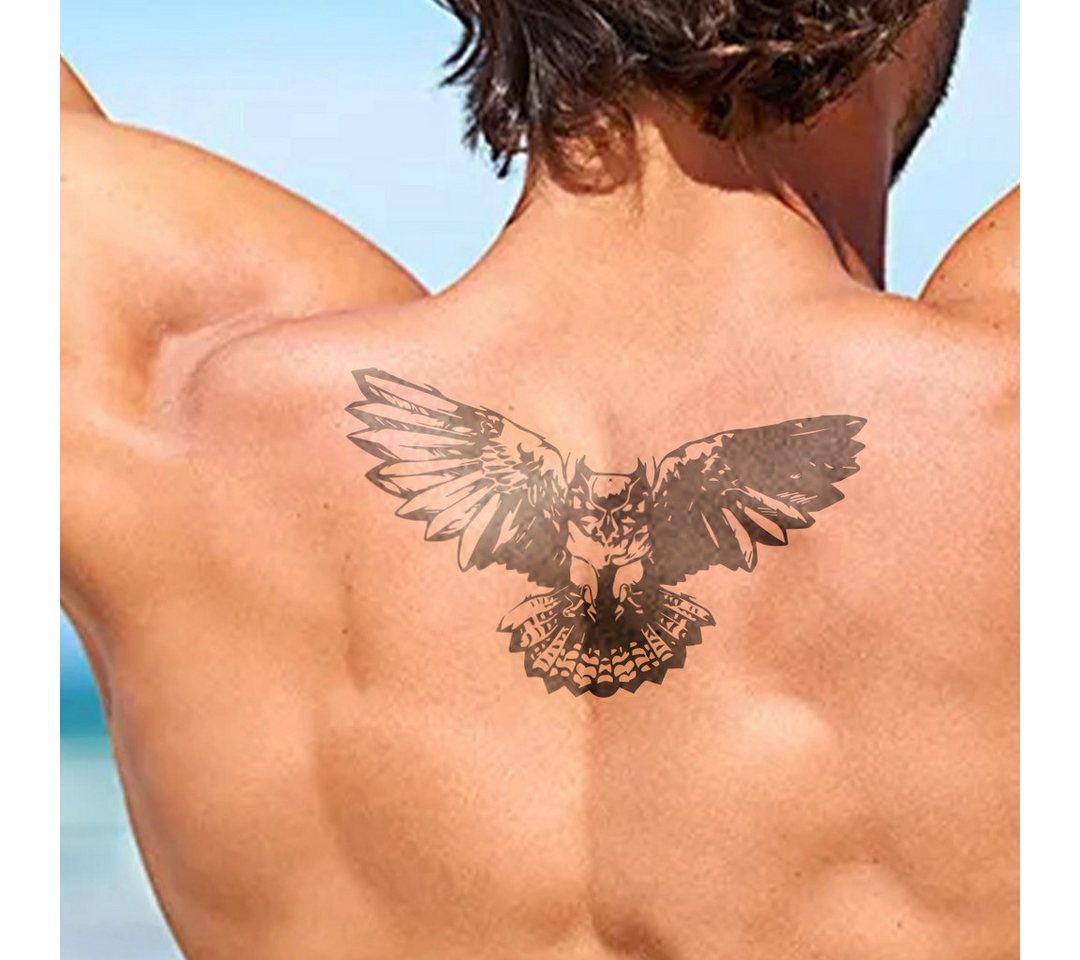 Inkster Schmuck-Tattoo Dunkle Eule Tattoo, wasserfestes temporäres Tattoo, 2 Wochen Halt