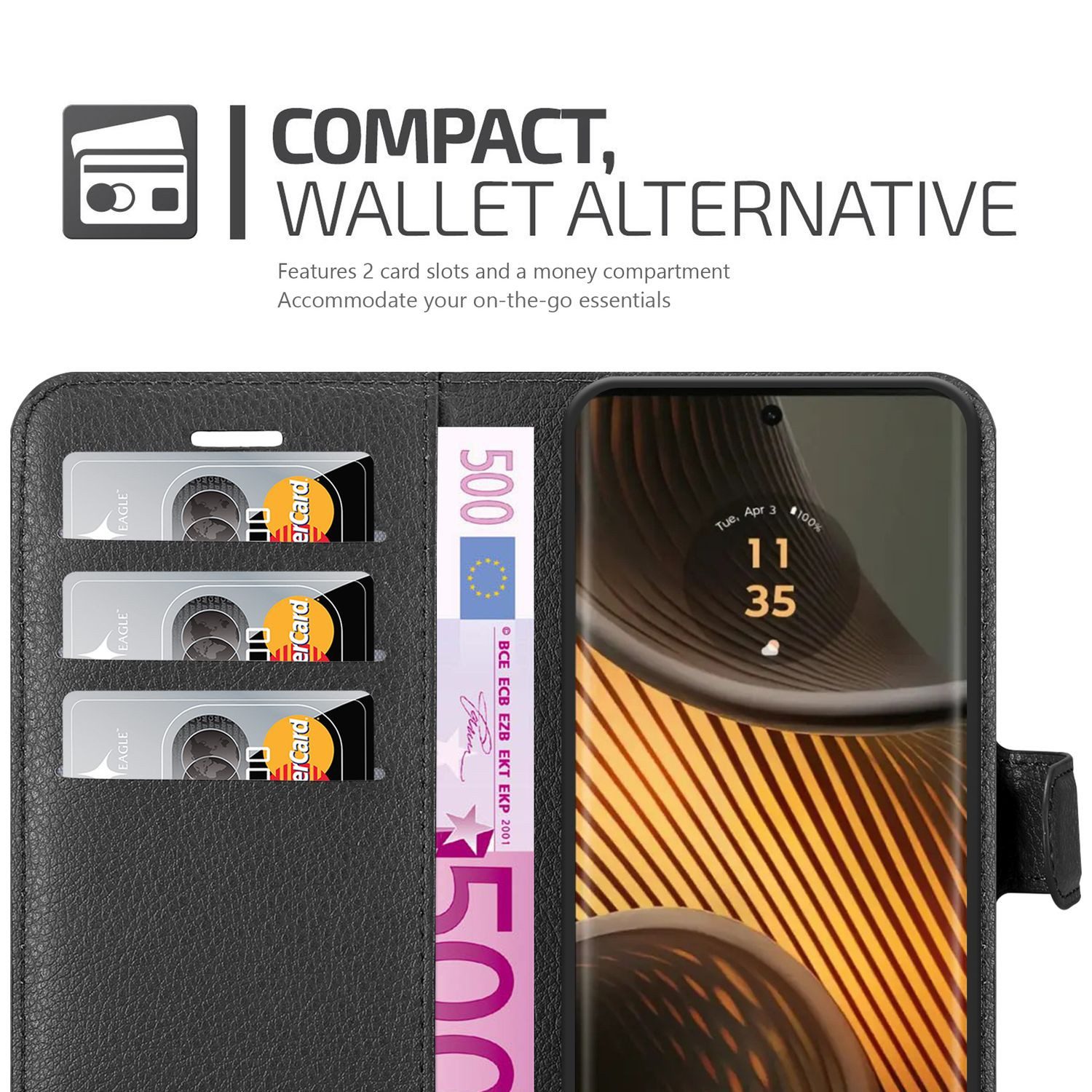 Cadorabo Handyhülle für Motorola Moto Edge 50 Ultra Hülle Motorola Moto Edge 50 Ultra, Hülle Schutzhülle mit Standfunktion, Kartenfach und Magnetverschluss