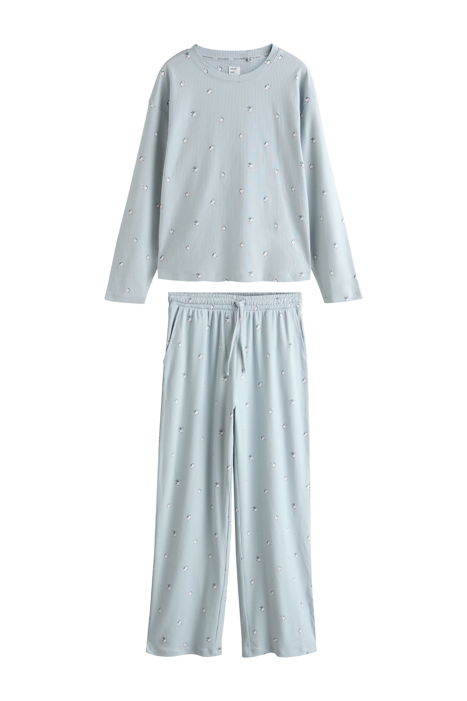 Next Pyjama Gerippter Langarm-Pyjama (2 tlg)